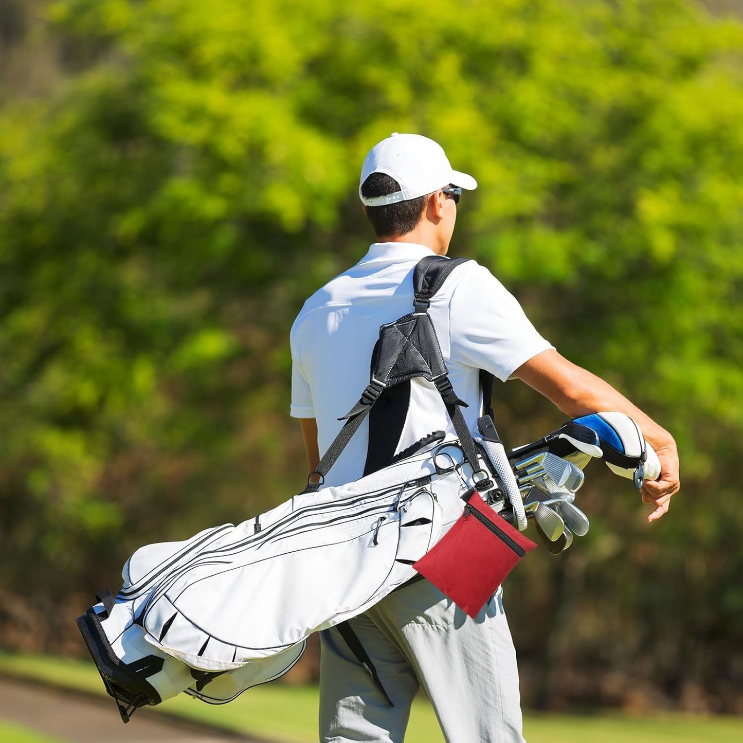 PATIKIL Golf Tee Pouch, Zipper Golf Ball Bag with Metal Lobster Claw Clip for Men Women Valuables Holder