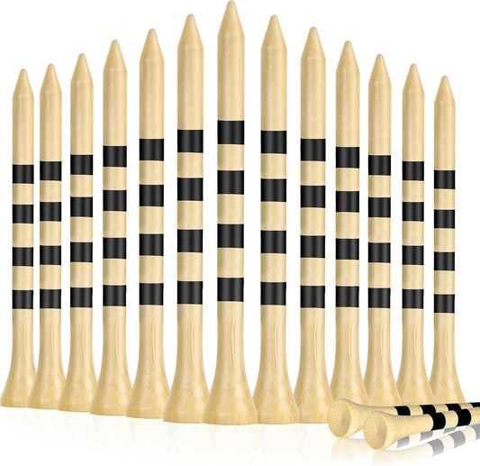 Natrual Wooden Golf Tees 100 Pack (2-3/4" & 3-1/4" Available) Biodegradable Bamboo Golf Tees,More Sturdy and Stable,Natural/White Color