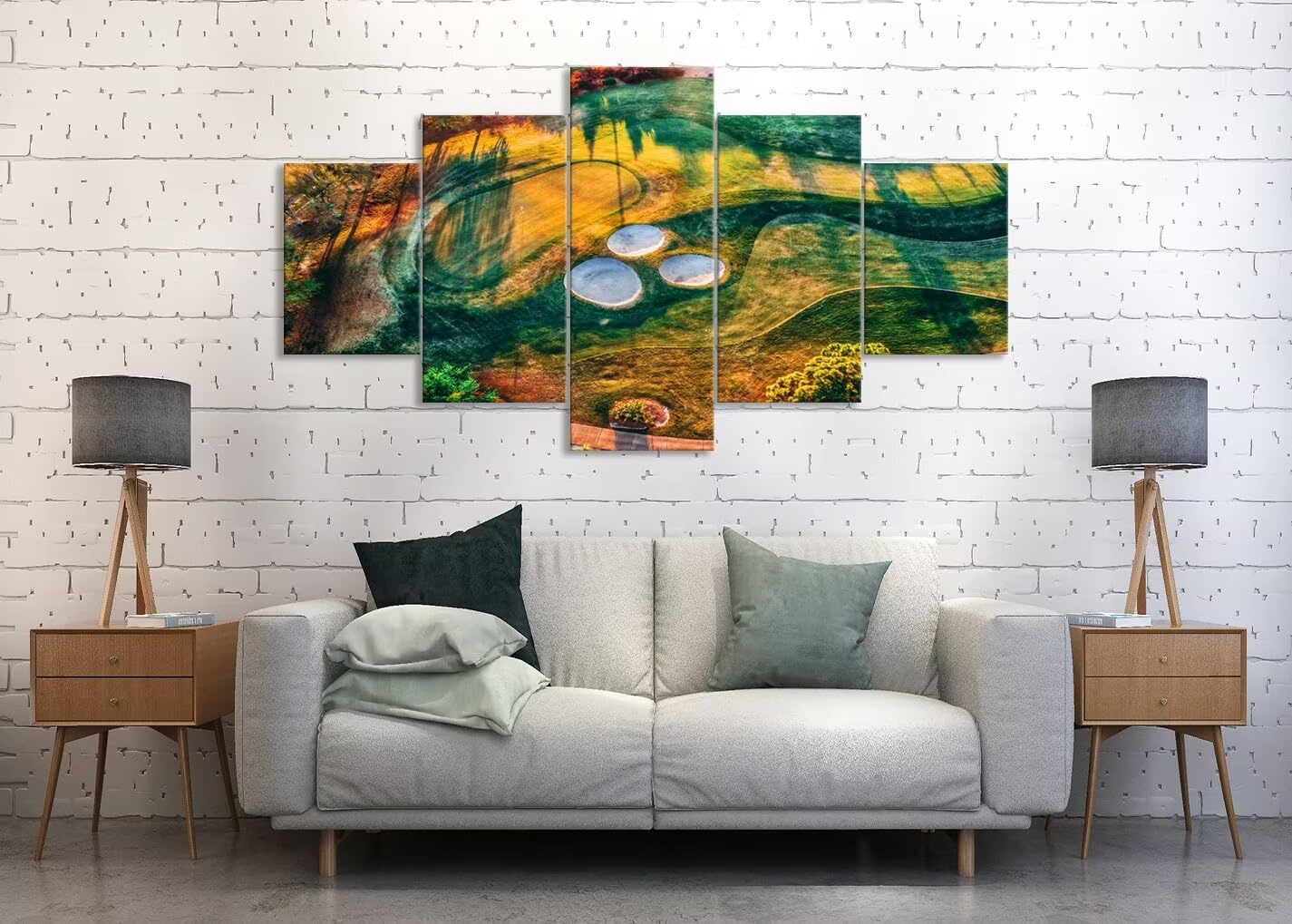 chenchenArt Florida Regatta Bay Golf Course Wall Art for Living Room Bedroom Bathroom Home Decorations Golf Course Pictures Posters Canvas Prints Modern Artwork Framed Ready to Hang(60''W x 40''H)