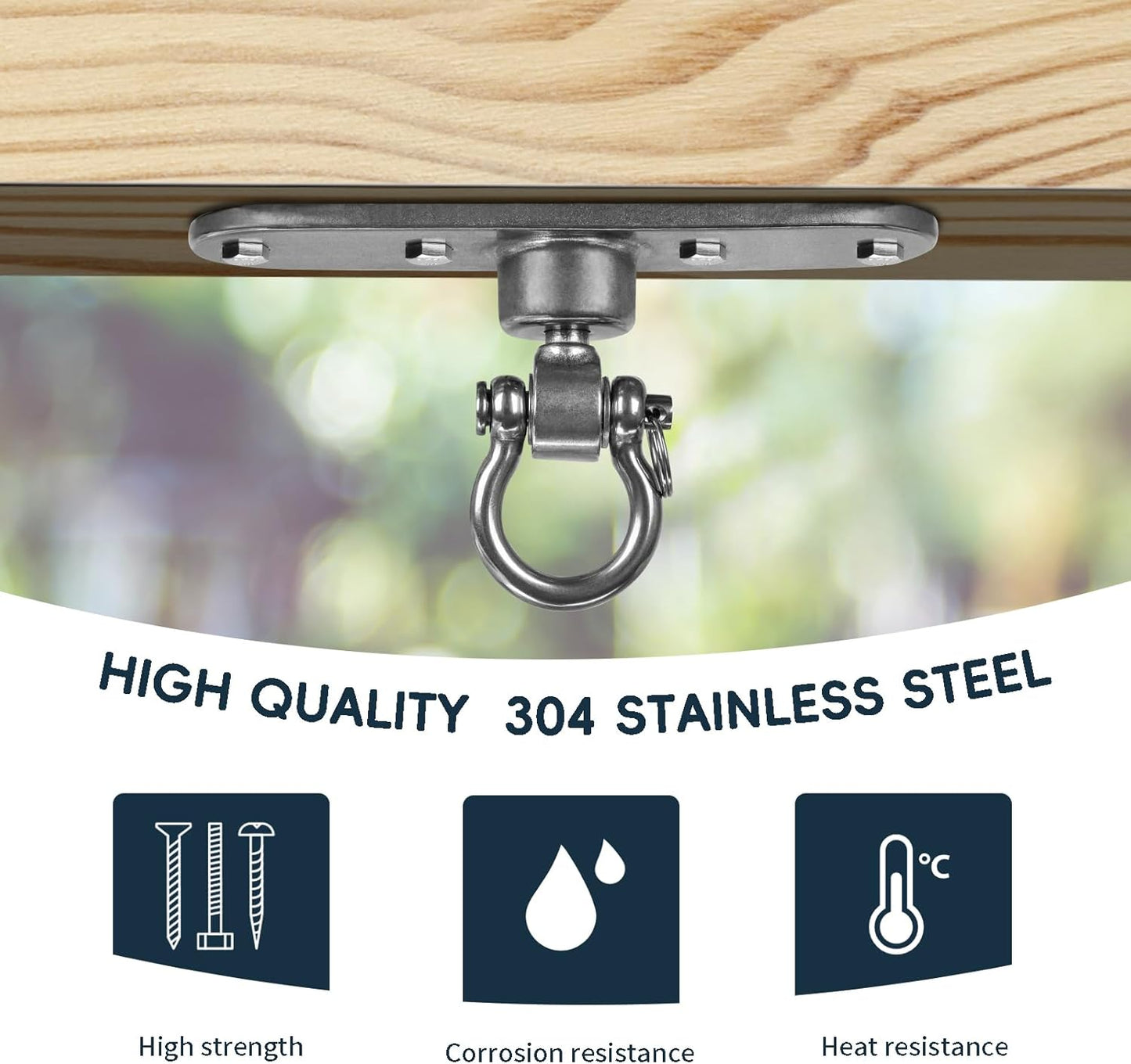 Heavy Duty Stainless Swing Hanger with Smooth Swing Bearings 180°+360°, 1500 lb Capacity for Indoor Outdoor Playground Yoga Hammock Chair Sandbag Porch Swing Bag