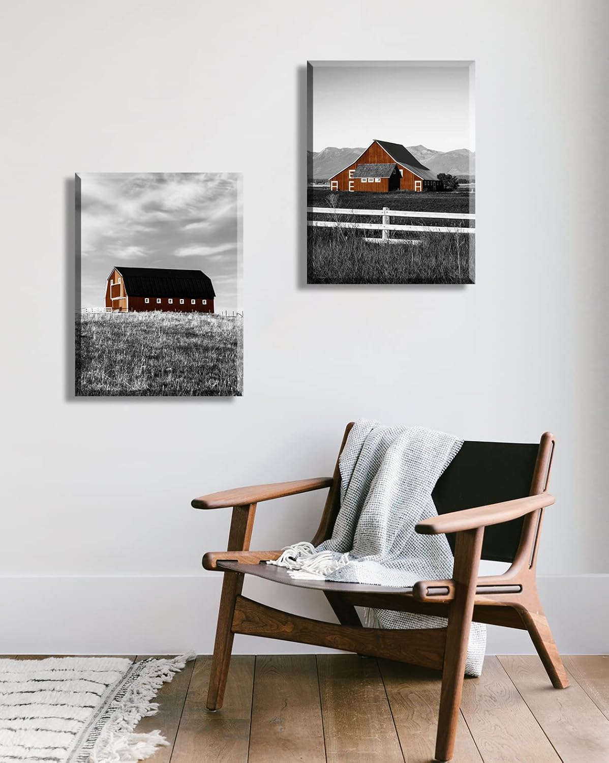 DJSYLIFE Western Wall Decor Farmhouse Barn Vintage Poster Canvas Print 3 Piece Rustic Pictures for Men's Bedroom Home Office Decor 12" Wx16 Hx3pcs