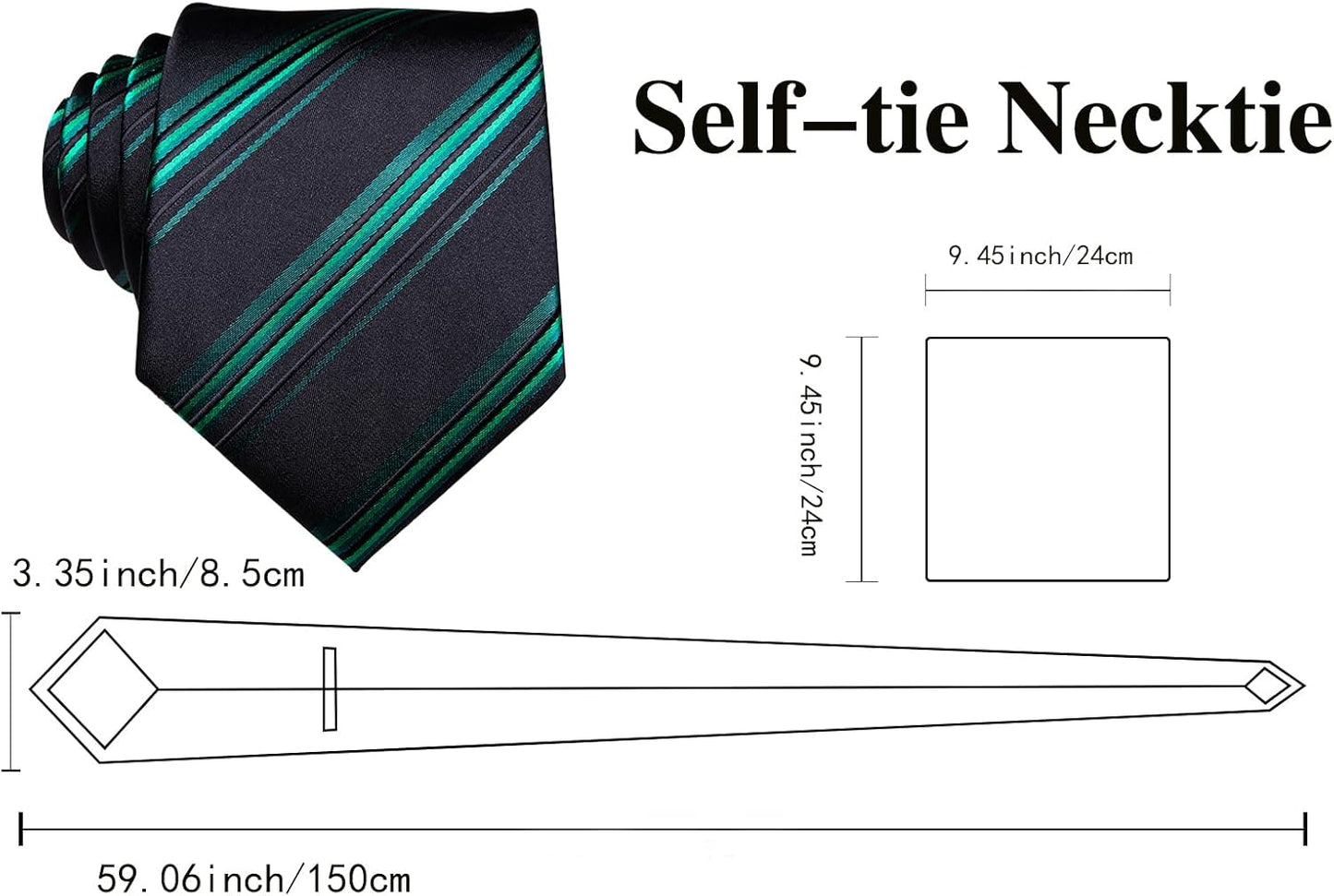Dubulle Mens Paisley Striped Tie WOVEN Necktie for Men and Handkerchief Cufflinks Set Wedding Formal Business