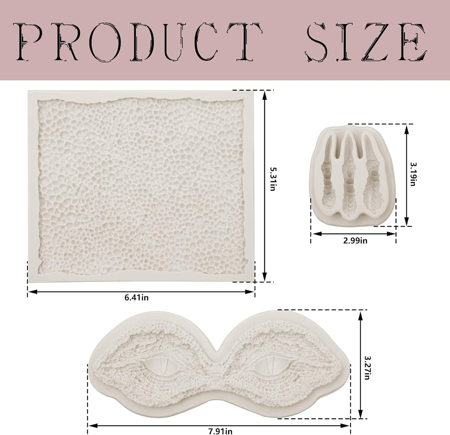 Dragon Fondant Molds (3 Pack), Silicone Dragon Eyes Dinosaur Claws Skin Candy Mold for Baking Dragon Themed Christmas Cake, Chocolate, Cupcake Decoration, Polymer Clay, Resin, Gypsum