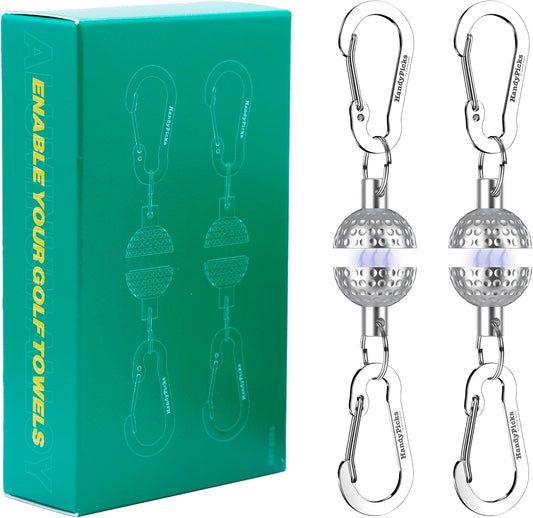 Handy Picks Magnetic Clip for Golf Towels, Original Mini Golf Ball Design, Industrial Neodymium Magnet for Strong Hold to Cart or Clubs, Essential Golf Accessory for Golf Lovers