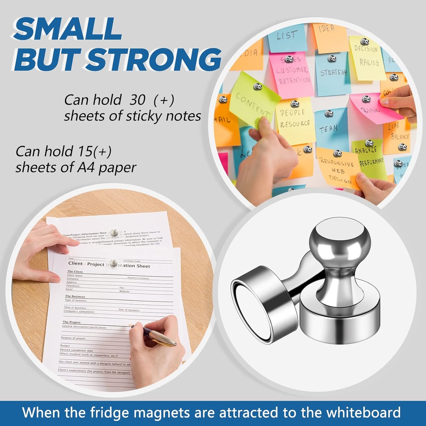 LOVIMAG Fridge Magnets 25Pcs Refrigerator Whiteboard Small Strong Magnet Classroom Kitchen Accessories Decorative Locker Set Decor Must Haves Office Calendar Refrigerador Magnetic Cute Crafts Silver