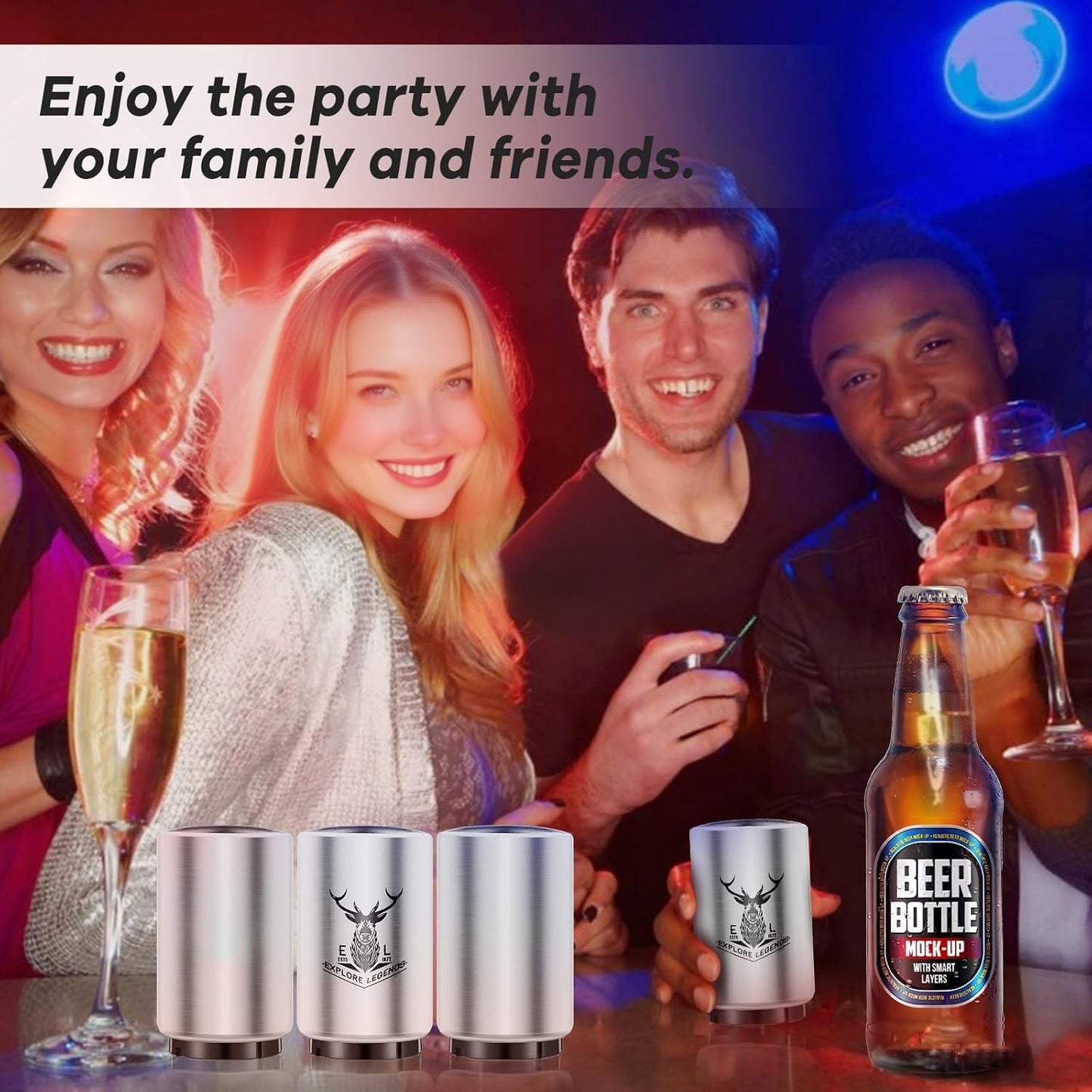 Beer Bottle Opener Automatic Bottle Opener Premium Bottle Openers for Seniors, Down-Pop Off Destapadores de Cerveza with Magnetic Cap Catcher, Cool Bartender Tools, Men Beer Gift （Silvery）