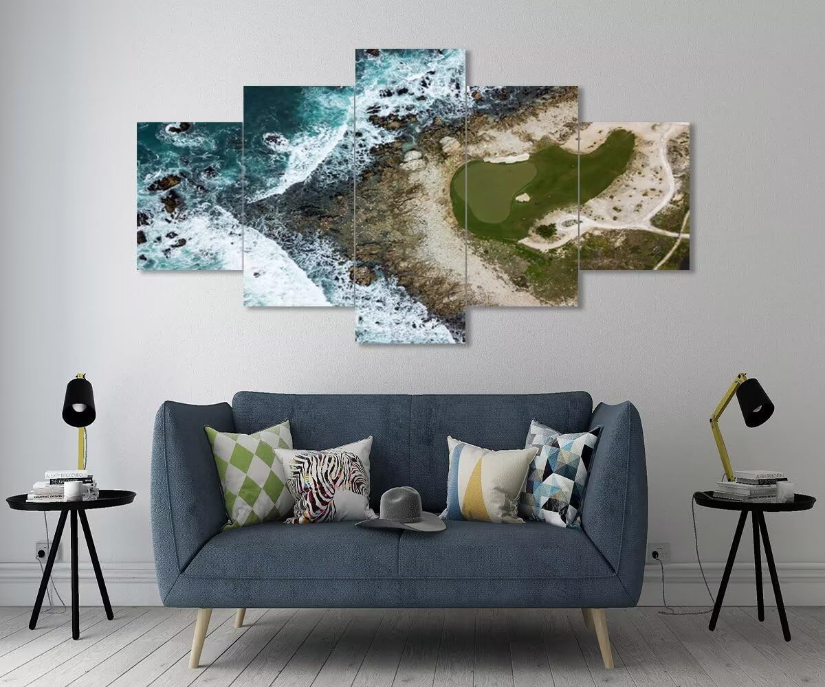 Pebble Beach Golf Course Wall Art for Living Room Bedroom Bathroom Home Decorations USA California Coast Pebble Beach Posters Framed Artwork Canvas Prints Ready to Hang(60''W x 32''H)