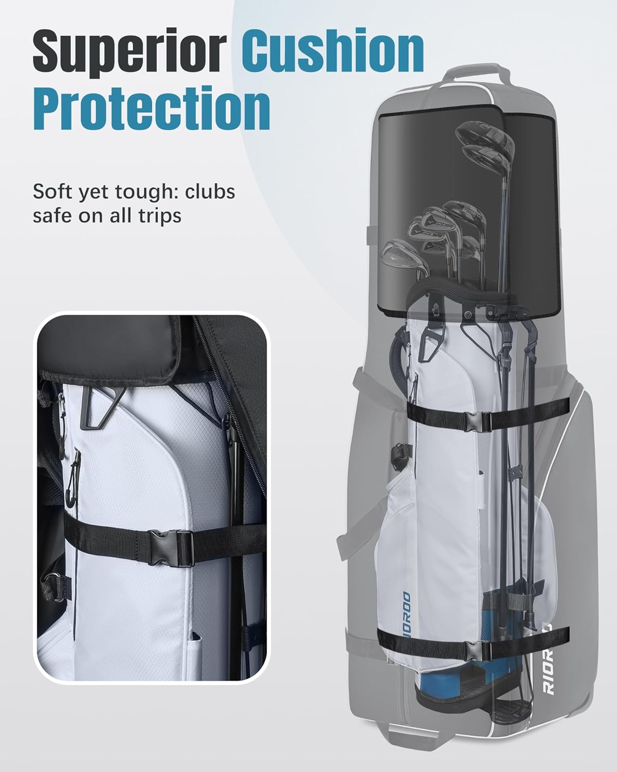 Golf Travel Bags for Airlines with Wheels, Soft-Sided 900D Oxford Cover, Padded Club Protection, Universal Fit Golf Gifts for Men and Women