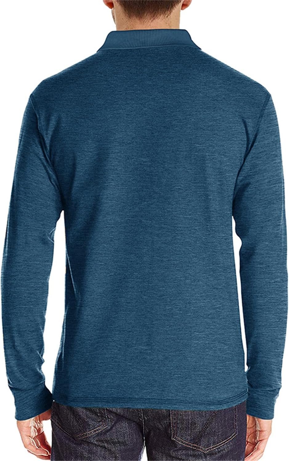 Mens Long Sleeve Polo Shirts Casual Moisture Wicking Golf Polo Shirts with Pocket