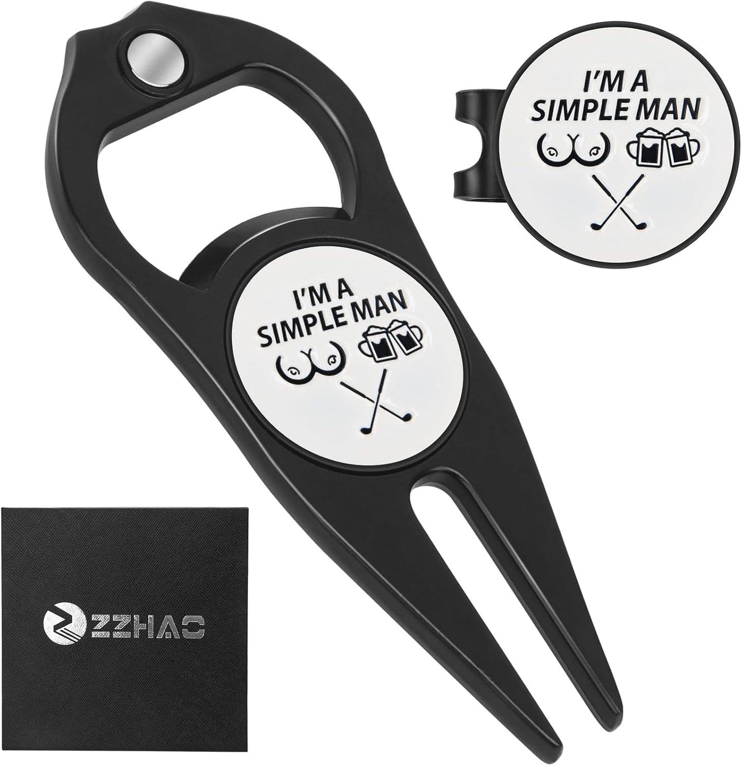 ZZHAO Golf Divot Tool and Golf Ball Marker, Divot Repair Tool，Golf Accessories for Men, Funny Gifts for Men, Tools for Men