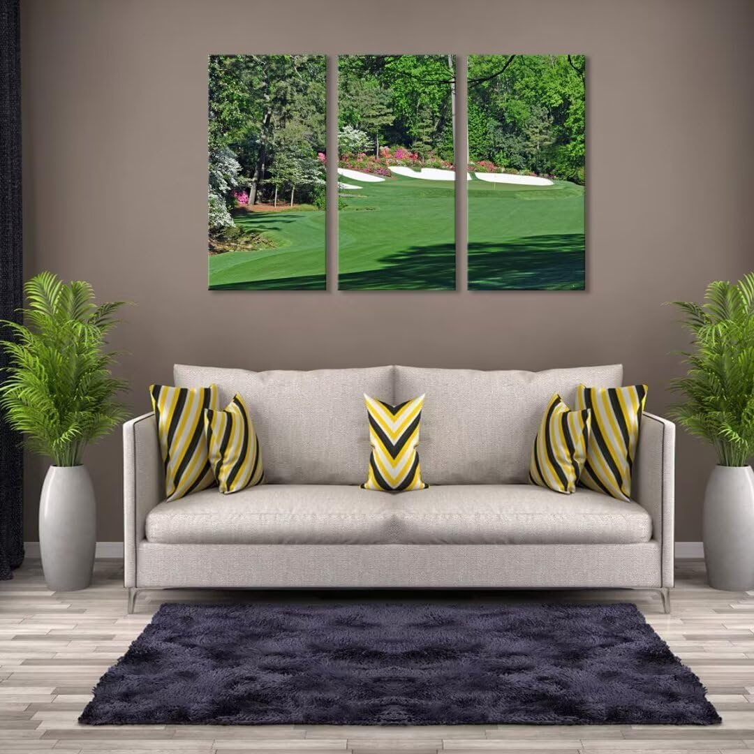 Augusta National Golf Course Wall Art Pictures - Augusta Golf Course Wall Decor for Living Room Bedroom Bathroom Home Decorations Golf Posters Canvas Prints Framed Ready to Hang(20''W x 40''H x3)