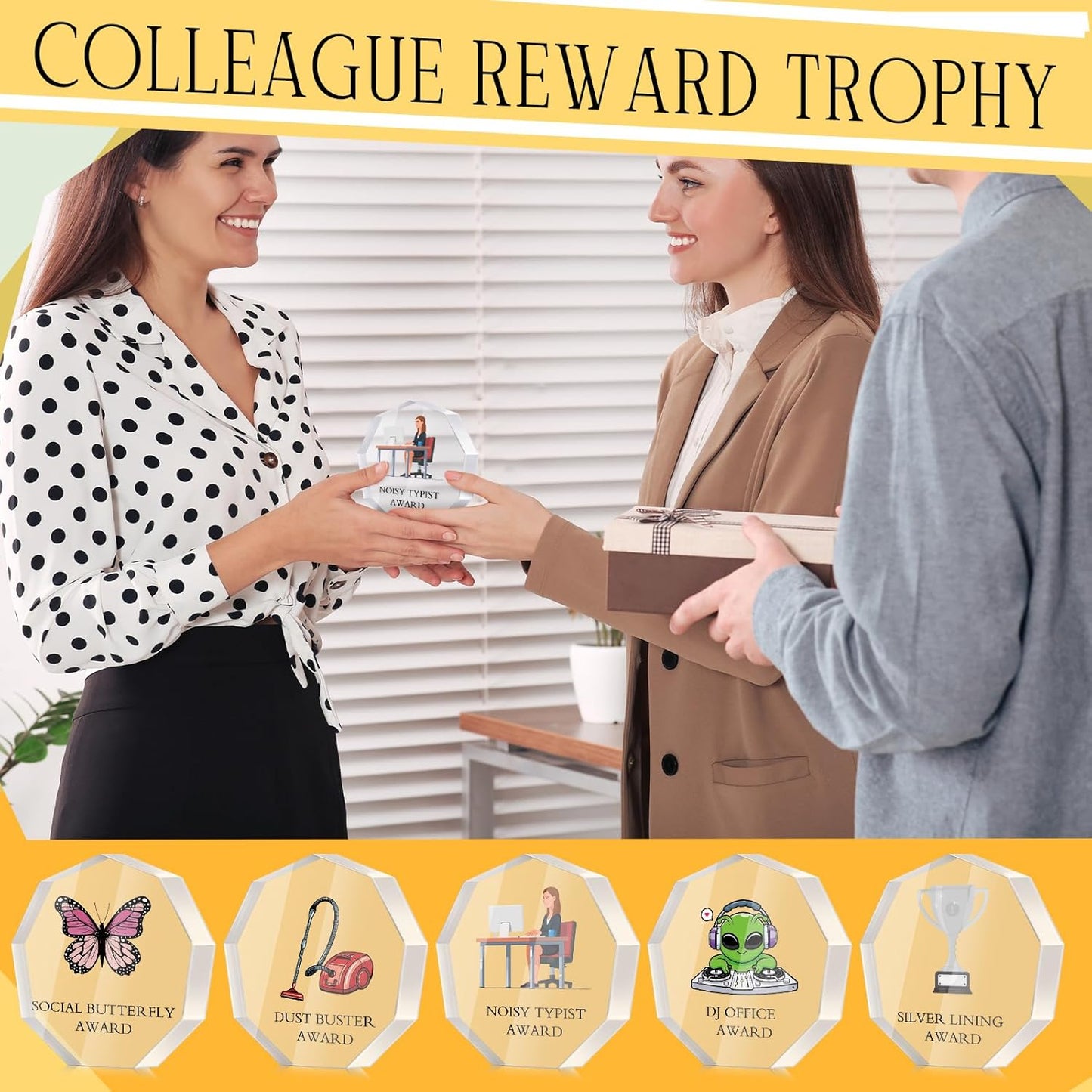 30 Pcs Funny Trophy Awards Gifts Bulk Christmas Small Clear Acrylic Team Reward Medallions for Employee Staff Appreciation Coworker Teacher Nurse Office