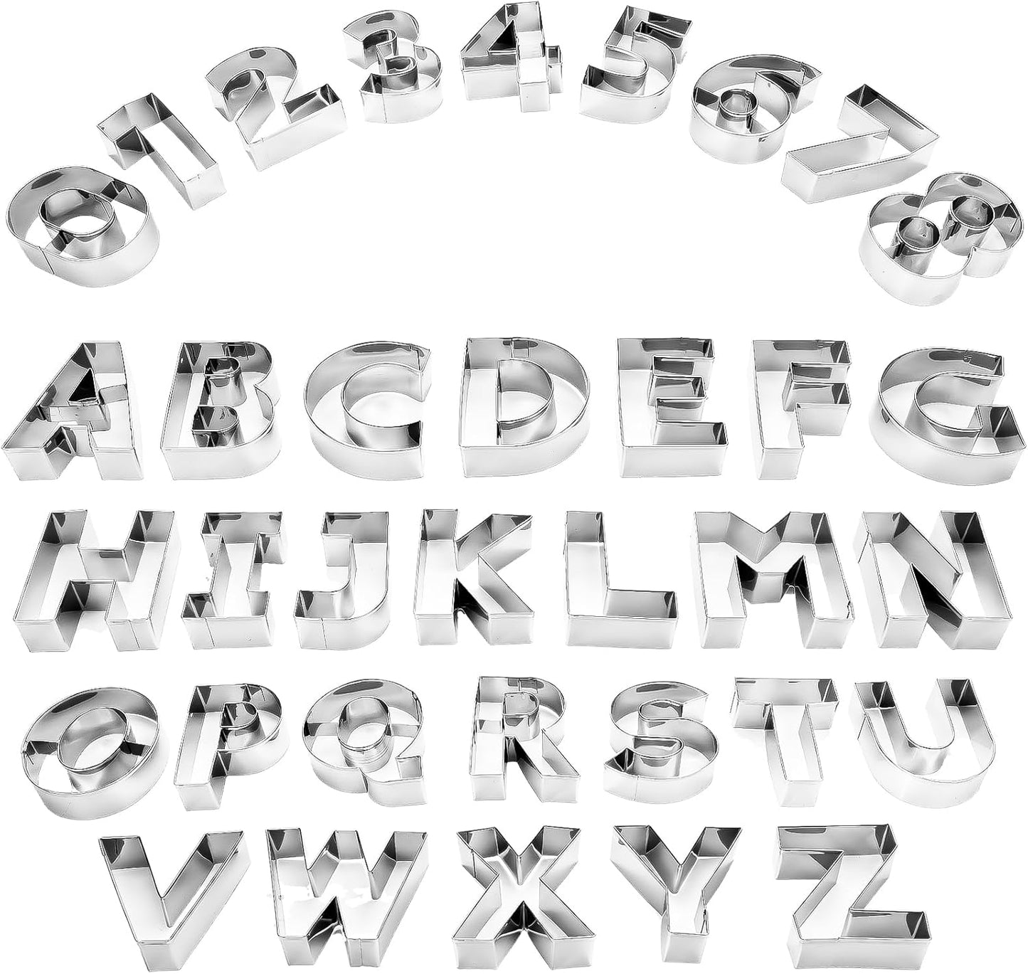 35 Pcs 3 Inch Large Size Alphabet & Number Sandwich Cookie Cutters Sets Funny Metal Baking Tool Stainless Steel Letters Biscuits Mold Home Party Supplies