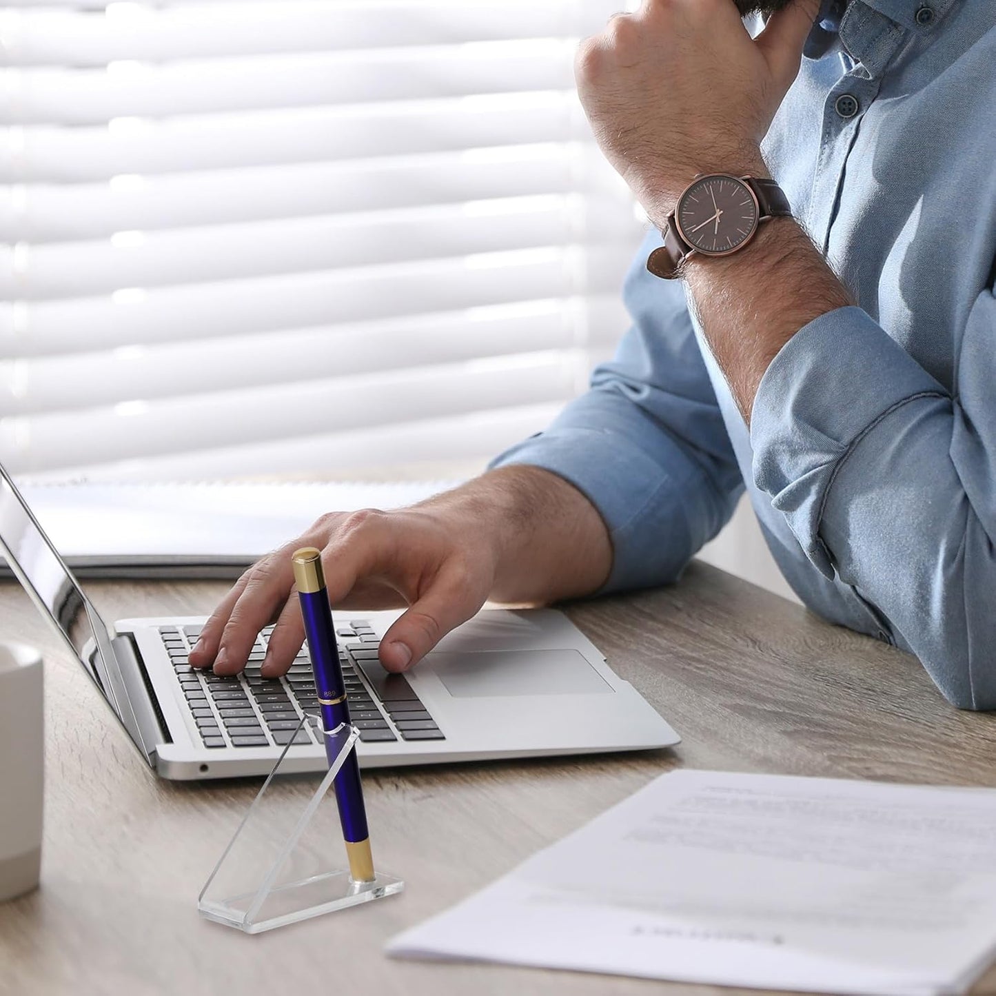 4 Pieces Acrylic Pen Holder Display Stand Transparent Makeup Brush Rack Organizer Clear Pen Stand Paintbrush Drying Rack for Home School Office or Store Use