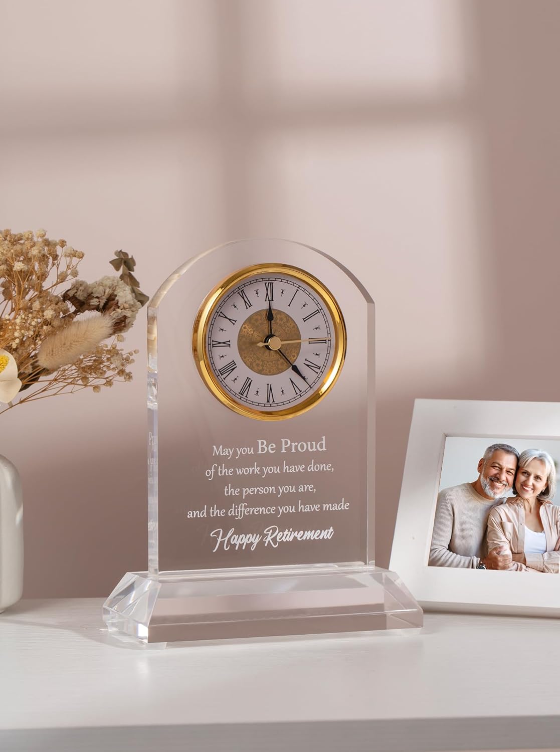 DEEWISH Retirement Gift for Women Men Quartz Desk Clock Plaque Gifts, Coworker Gifts Going Away Gift Leaving Gifts Congratulations Retired Gifts for Boss Leader Friends Teacher