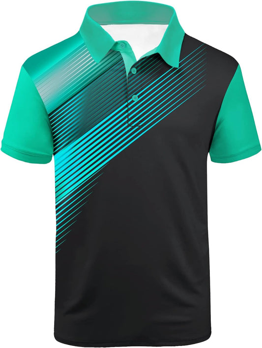 SCODI Mens Golf Shirt Moisture Wicking Performance Sport Short Sleeve Print Golf Polo Shirts for Men