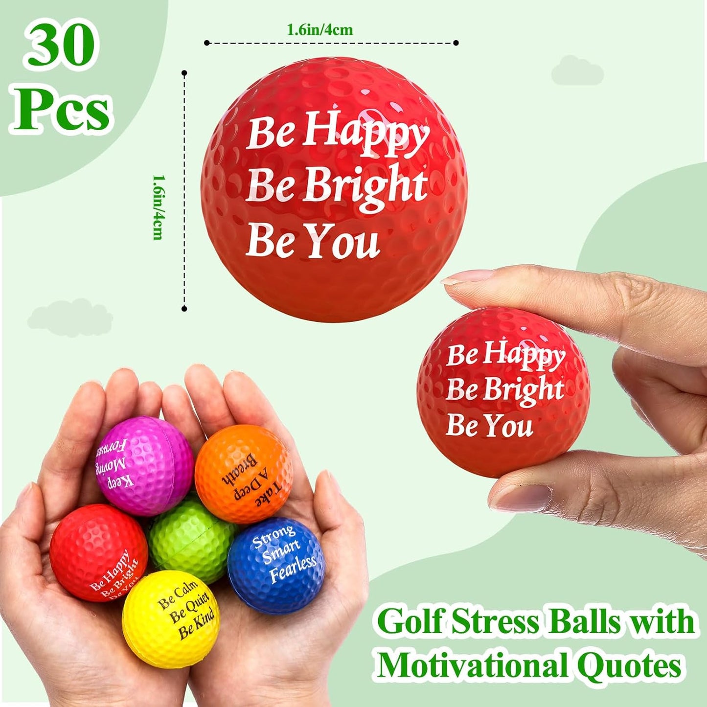 Blulu 30 Pieces Foam Golf Practice Balls with Motivational Quotes, 1.57 Inch Soft Golf Balls Party Favors Fun Stress Relief for Gift Bag Fillers Use Indoors or Outdoors