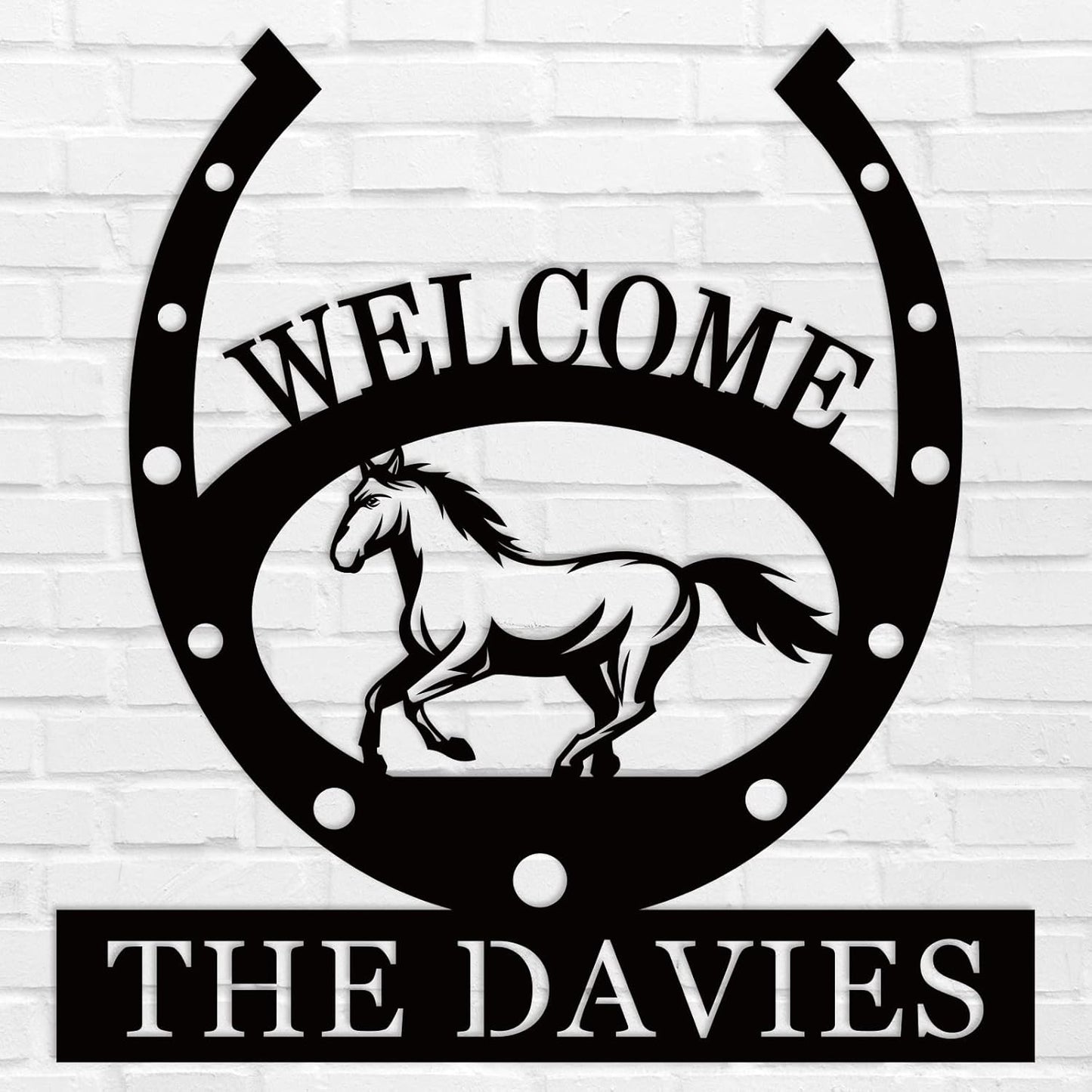 Custom Horseshoe Welcome Metal Sign Personalized Family Name Welcome Sign Last Name Sign Horseshoe Monogram Sign