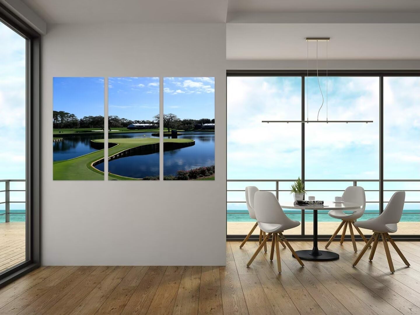 USA Golf Course Wall Art for Living Room Bedroom Bathroom Home Decorations TPC Sawgrass Golf Course Pictures Posters Framed Artwork Ready to Hang(20''W x 40''H x3)