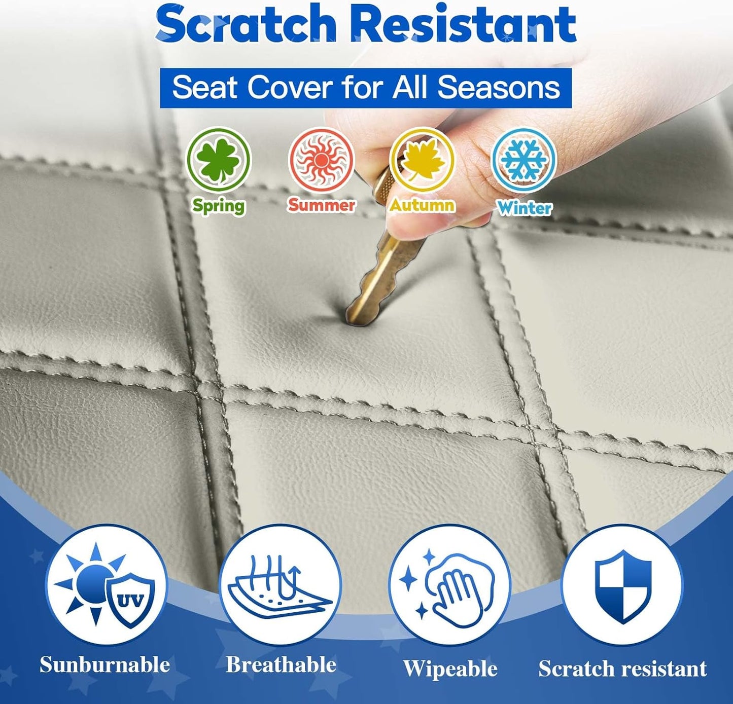 NOKINS Golf Cart Seat Covers Fit Club Car Precedent/DS/EZGO RXV/TXT/Yamaha Drive Aftermarket Standard Rear Seat Cushion, No Stapler, Multiple Colors&Breathable (Oyster Gray&Black)