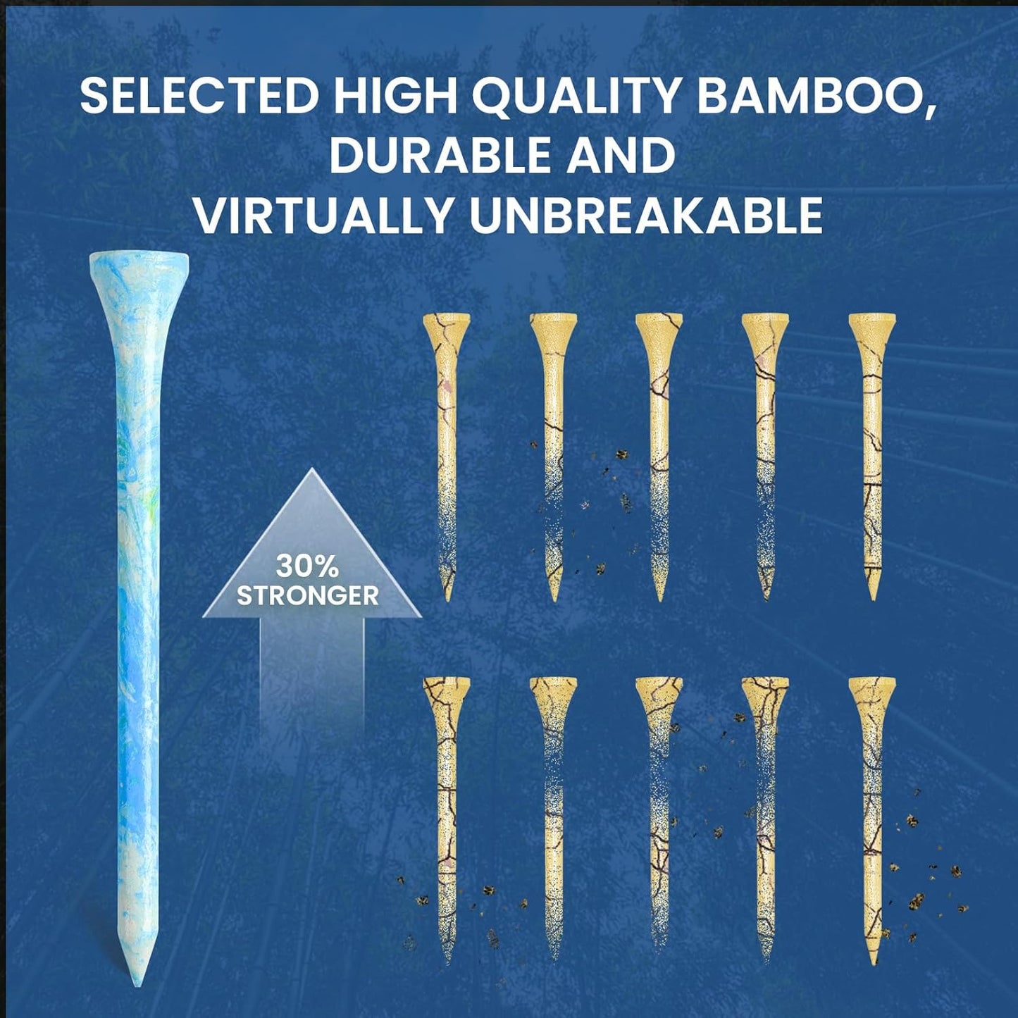 Amy Sport Golf Tees Styllish Bamboo Wooden Coloured Painted Bulk 200 Pack 1 1/2 3 1/4 2 3/4 Inch Tee, Enhanced Visibility Color Purple Pink Green Blue, Practice for Men Women