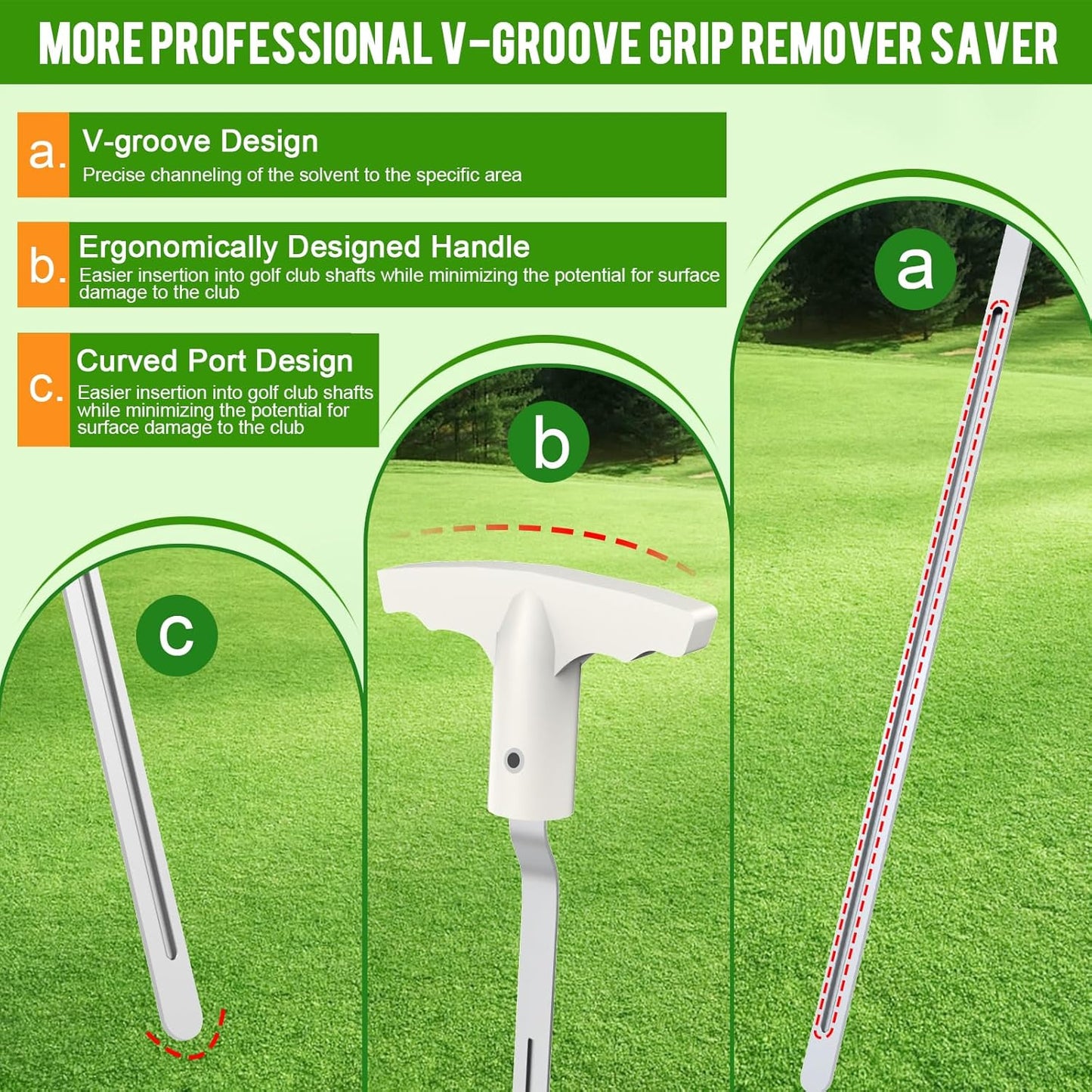 Golf Grip Removal Tool, V-Groove Grip Remover Saver Gripping Tool for Removing Golf Club Grips (1 Pcs)