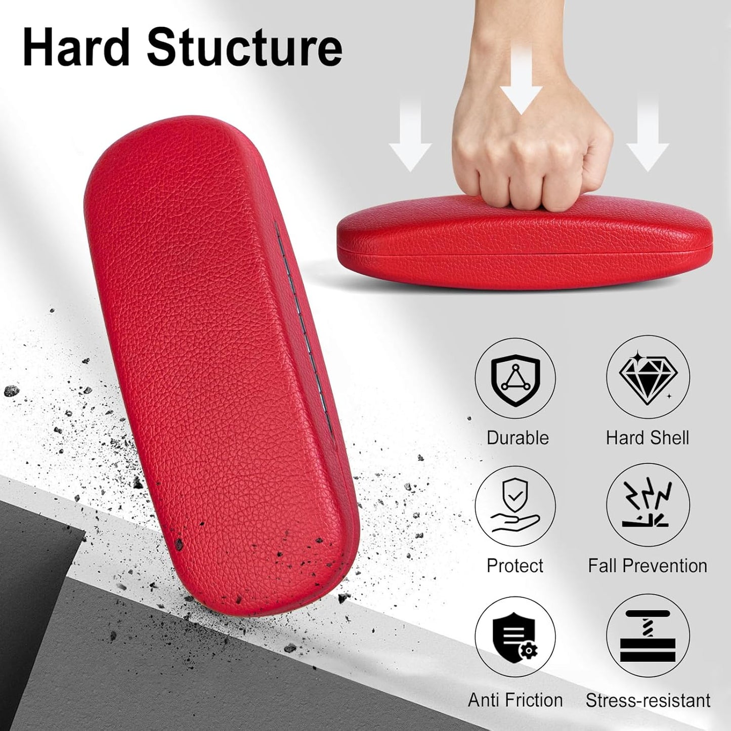 RayLove Glasses Case, Unisex Hard Shell Eyeglass Case, PU Leather Protective Hard Eye Glasses Cases with Eyewear Accessories