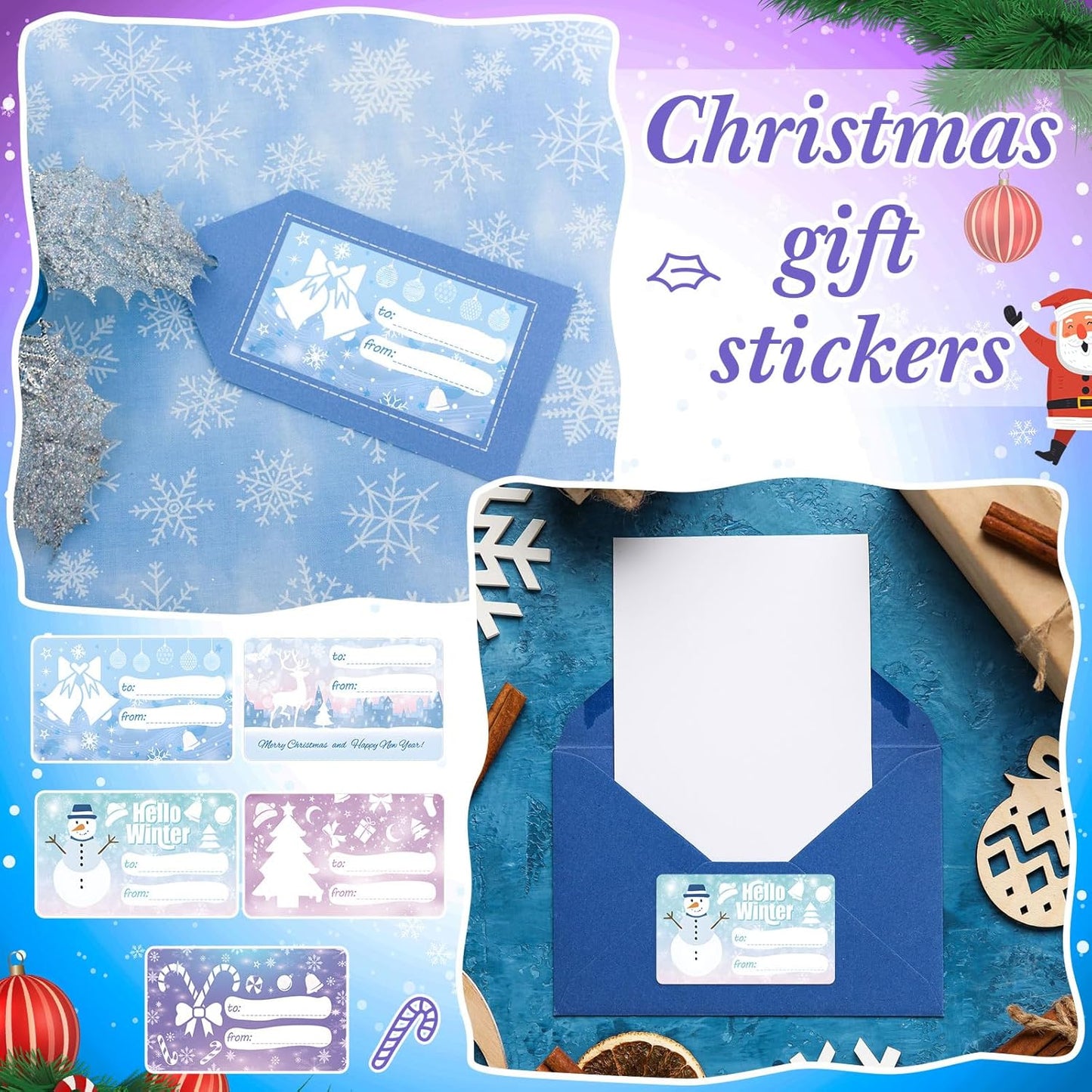 Outus 500 Pieces Christmas Tags Self Adhesive Gift Tags for Xmas Presents Christmas Name Labels Stickers for Wrapping Paper Festival Birthday Holiday Decor(Warm Style,2.76 x 1.57 Inch)