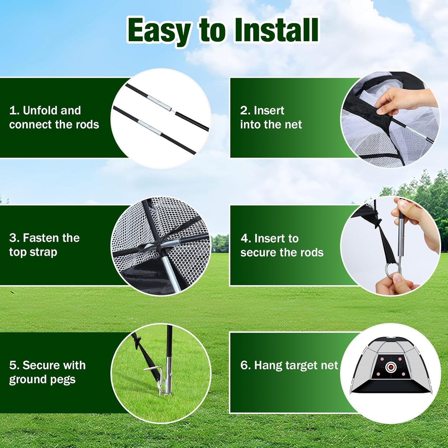 MoKo Golf Net with Practice Mat, 10 x 7 ft Golf Hitting Net for Outdoor Indoor Backyard Driving Chipping Swing Training, All-in-One Multi-Target Training Aid Practice Nets with Tri-Turf Mat