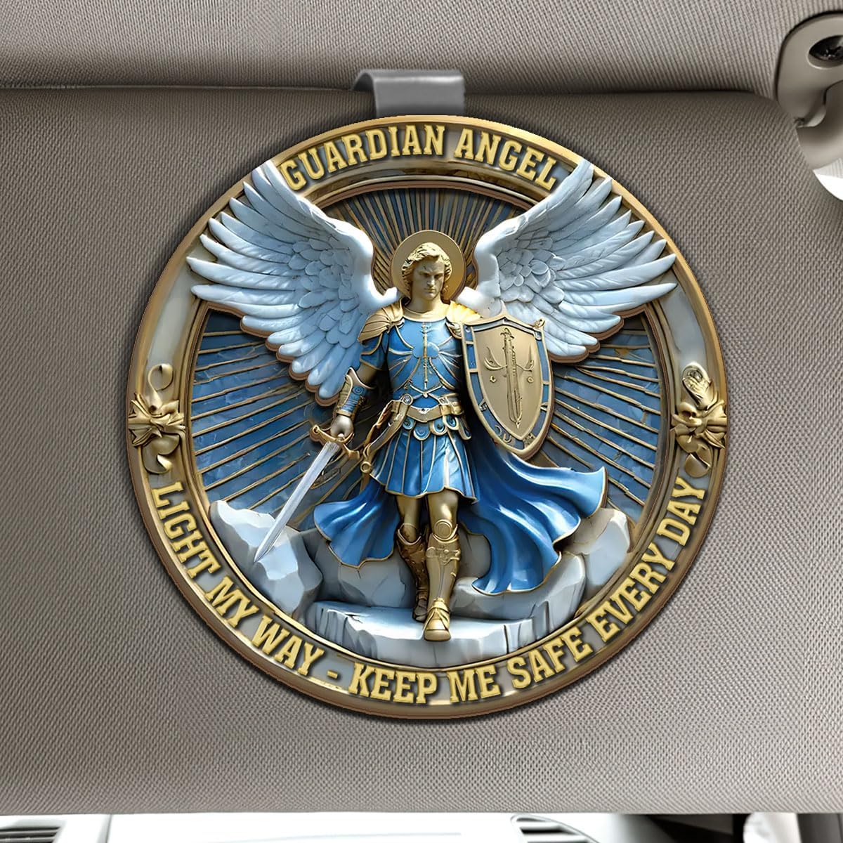Jesuspirit Personalized Car Visor Clip – Guardian Angel Visor Clip, Our Lady of Guadalupe, Christian Car Accessories, New Driver & Religious Gifts (Light My Way)