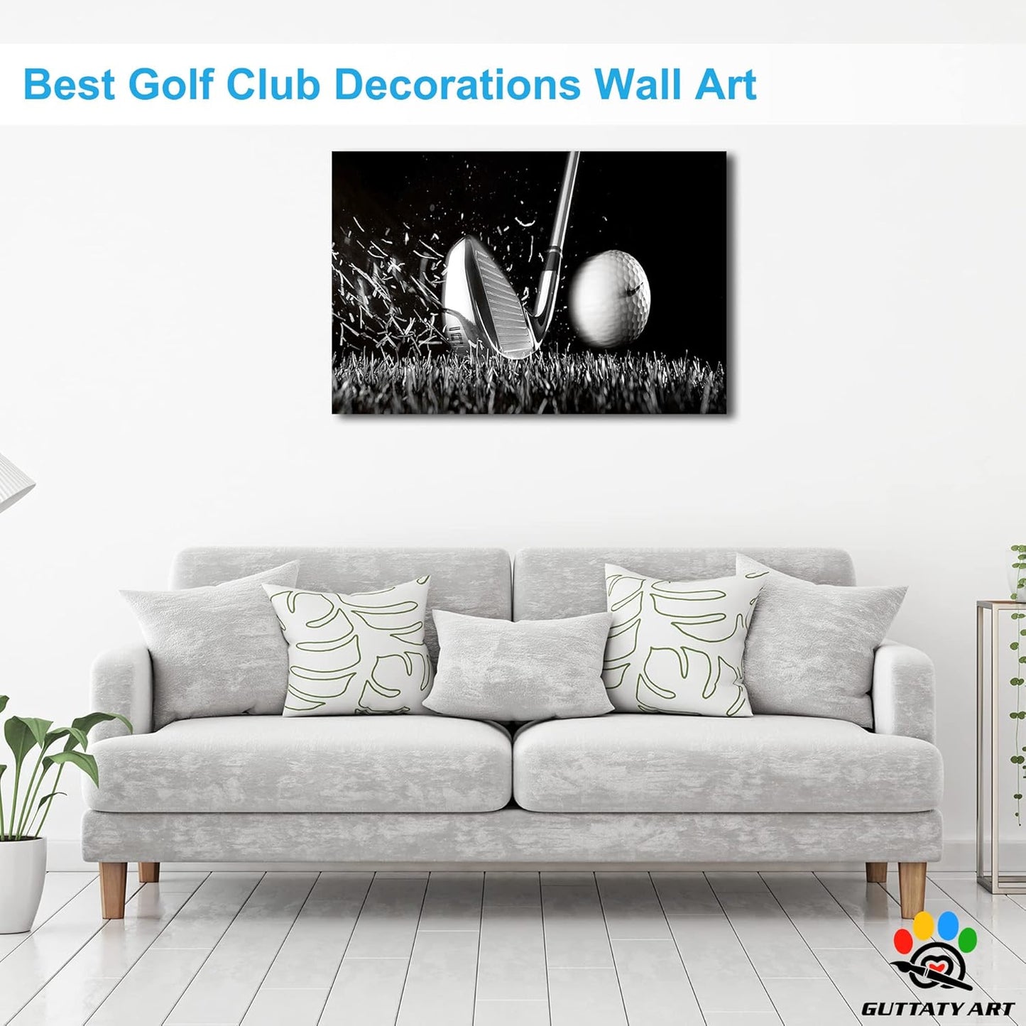GUTTATY Golf Wall Art, Golf Pictures Posters Canvas Print Wall Decor for Golfer's Man Cave Home Ofice Ready to Hang (24x36 Inches)