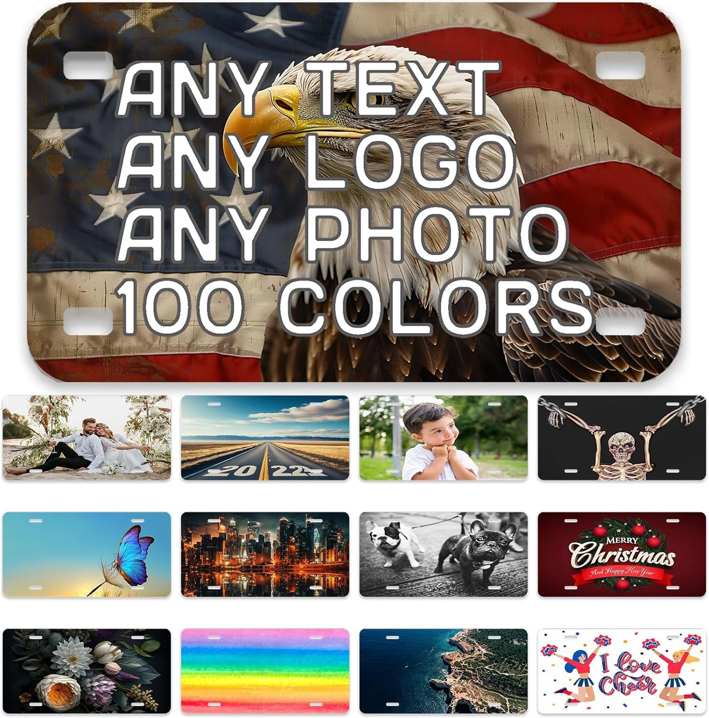 Custom License Plate,7x4 Inches Front License Plate,Thick Rust-Free,Custom Car Tags,Personalized License Plate for Power Wheels | Wagons | ATV | Golf Cart Accessories | Motorcycle