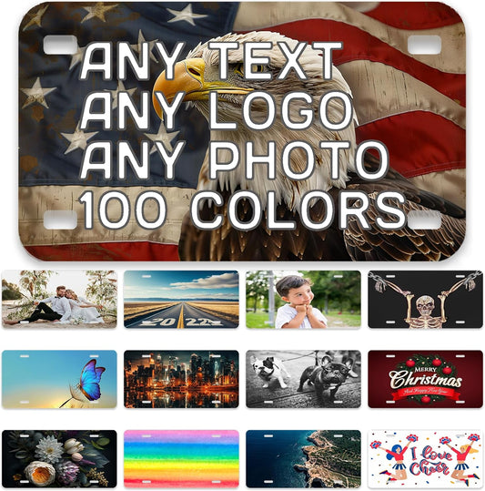 Custom License Plate,7x4 Inches Front License Plate,Thick Rust-Free,Custom Car Tags,Personalized License Plate for Power Wheels | Wagons | ATV | Golf Cart Accessories | Motorcycle