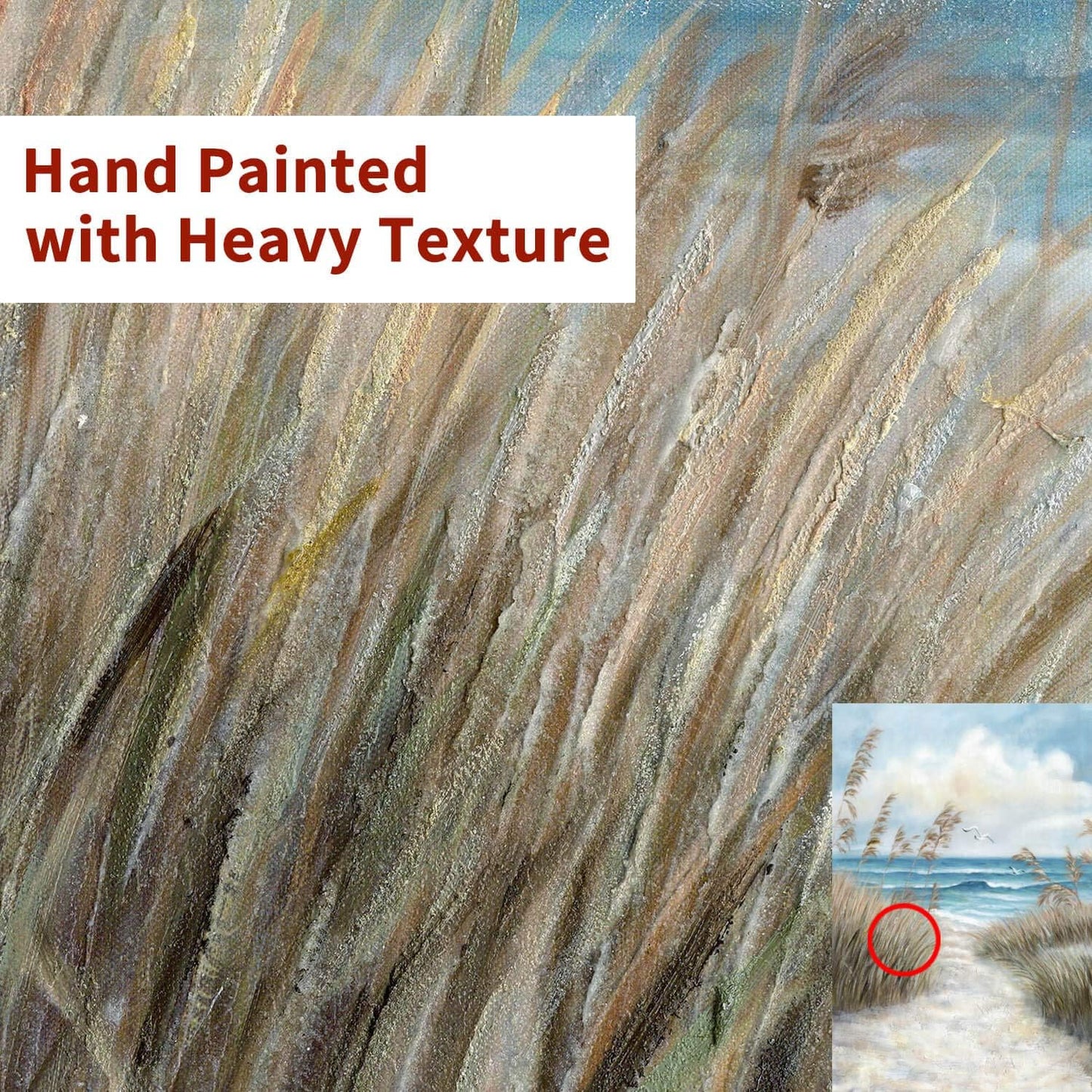 Abstract Beach Picture Wall Art: Sandy Path to Ocean with Sea Grass Artwork Painting for Bedroom (45'' x 30'' x 1 Panel)