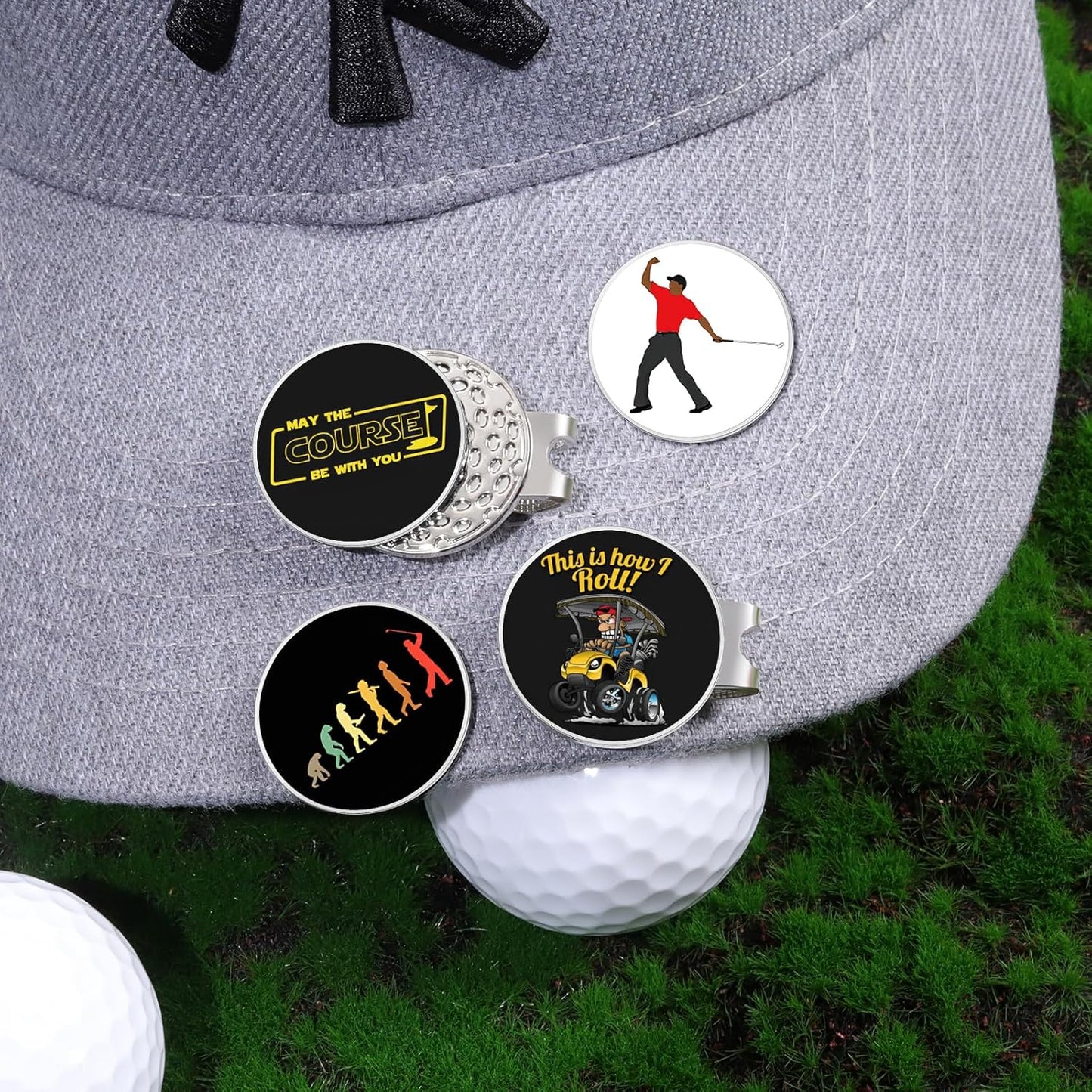 Funny Ball Marker Hat Clip, Magnetic Enamel Golf Ball Markers for Putting Green, Golf Ball Marker with Magnetic Hat Clip, Unique Gift for Golf Lovers
