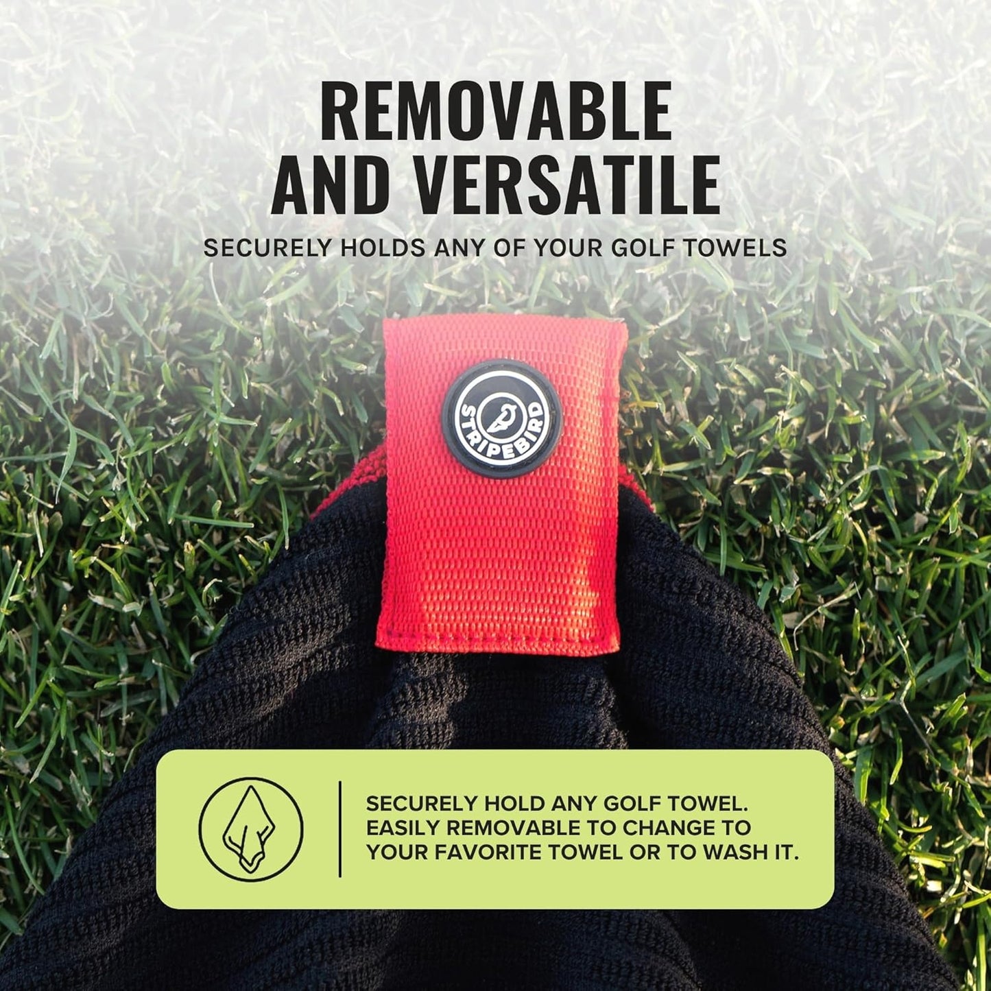 Stripebird - Magnetic Clip for Any Towel (Red) - Highest Strength Magnet for Magnetic Golf Towel - Removable from Towels - Magnet Golf Towel - Magnetic Golf Towels for Men