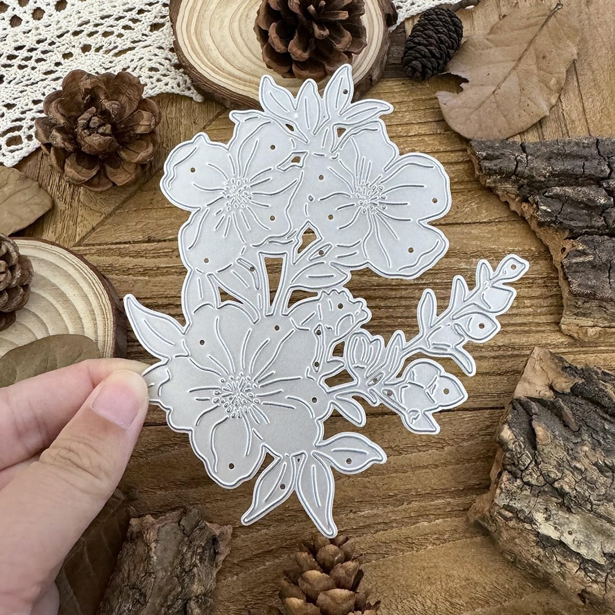 Flowers Metal Cutting Die for Scrapbooking - Cut Stencils for DIY Scrapbook Photo Album Decorative Paper Card, Card Making Supplies, Stencils & Crafting Die Cut (Peach Blossom 4.2 x 4.1 in)