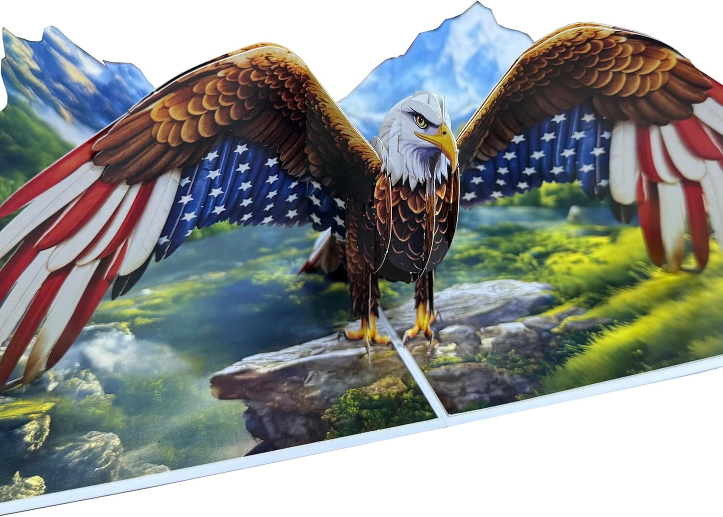 3D Bald Eagle Popup Card - Handmade Patriotic Paper Art for Birthday, Anniversary, Christmas, Father’s Day, Veterans Day - Unique Gift for Him, Her, Dad, Veteran, Eagle Lover