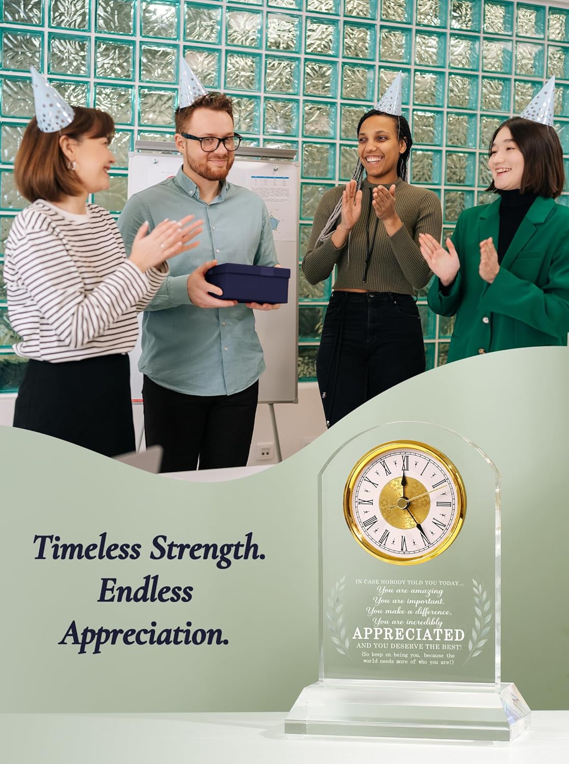 Thank You Appreciation Gifts for Women Men Teacher Friends, Inspirational Gift Ideas, Coworker Leaving Gifts, Motivational Quote Desk Clock Home Office Decor, Gift Box Card (Battery Not Included)