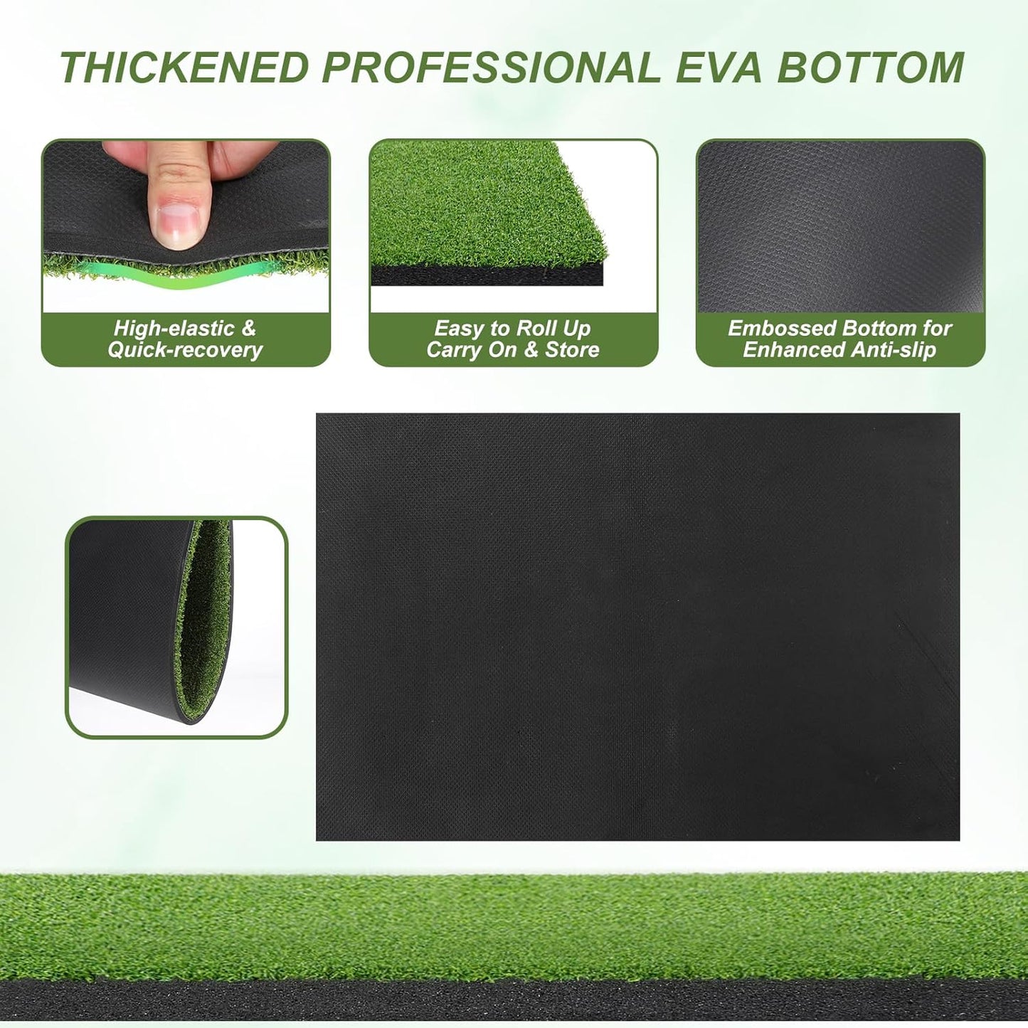 Golf Hitting Mat 24" x 16" Thickened Golf Mats for Chipping and Driving, Golfs Practice Swing Mat Turf Mats for Indoors & Outdoors