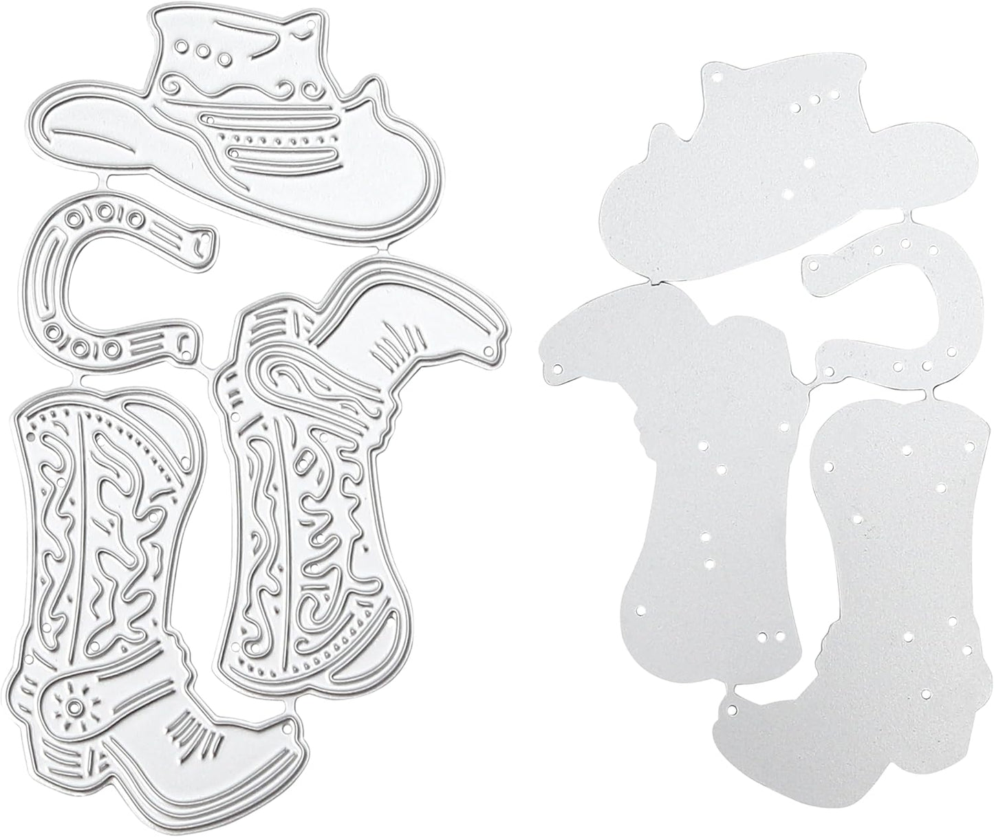 Cowboy Dies Cutting Stencil Set for Paper Scrapbooking Card Crafting, Steel Metal Western Boot Horseshoe Hat Cut Template Accessories for Embossing DIY Artist Happy Birthday Album Decorative Handcraft