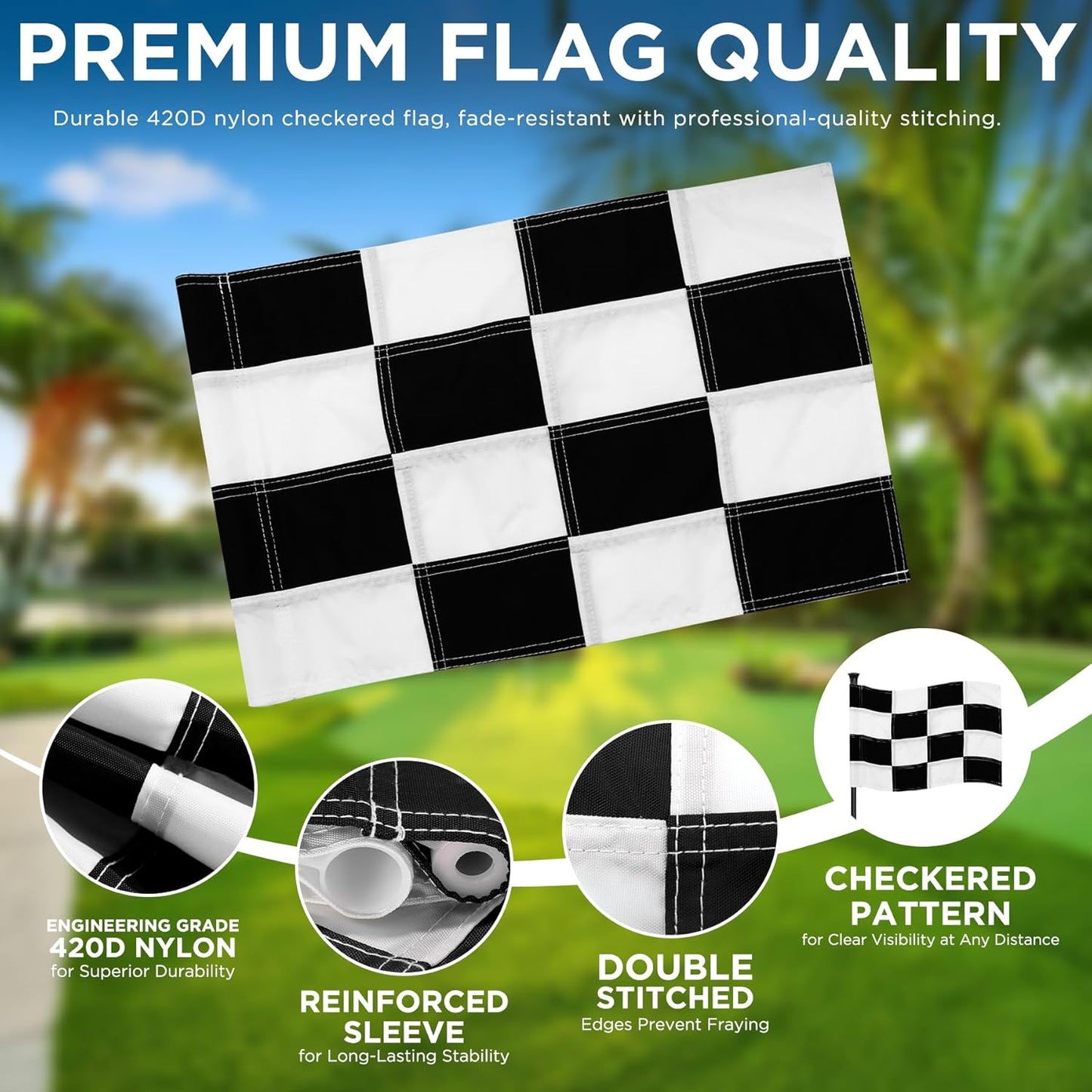 KINGTOP Golf Flagstick 6ft, Portable Five-Section Design for Backyard Practice Putting Green, Driving Range Golf Pin Flag Hole Cup Set, Gift Idea