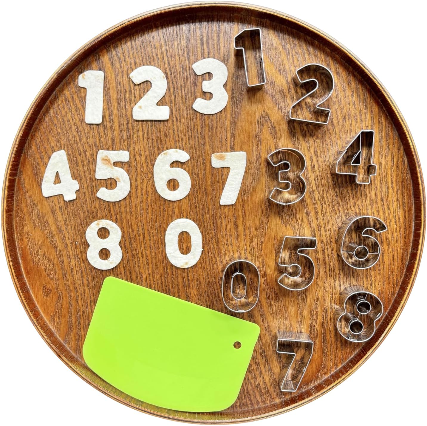 Mini Number Cookie Cutter Set with Dough Scraper&Chopper-8 Piece-1.6 Inch-Number 0-8-Birthday Cookie Cutter Shape for Baking-Stainless Steel Kitchen Utensil