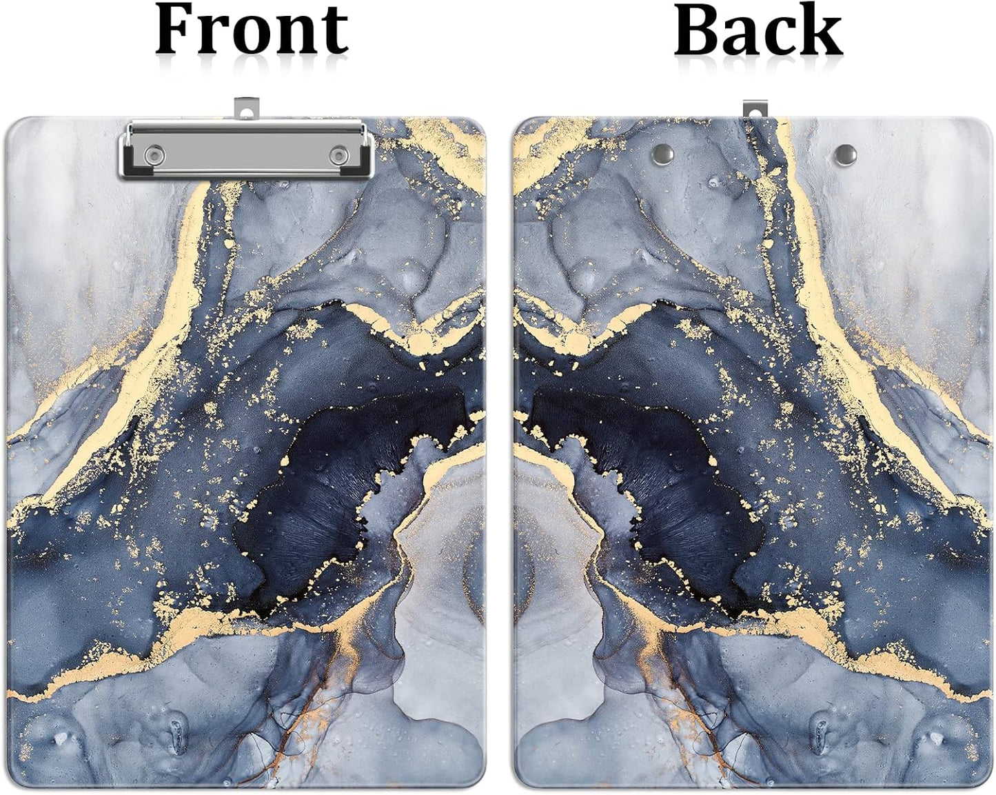 Plastic A4 Clipboards, Cute Clip Board Stardard Letter Size 9 x 12.5 in, Office Decorative for Students Women Men and Kids, Black Gold Marble