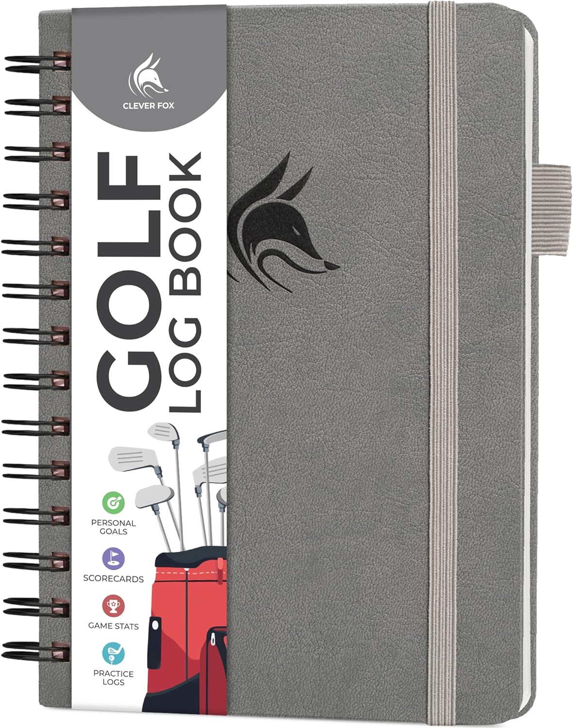 Clever Fox Golf Log Book – Small Training & Scorecard Journal – Pocket Notebook – Golf Practice Accessories & Gifts Ideas for Men (Gray)