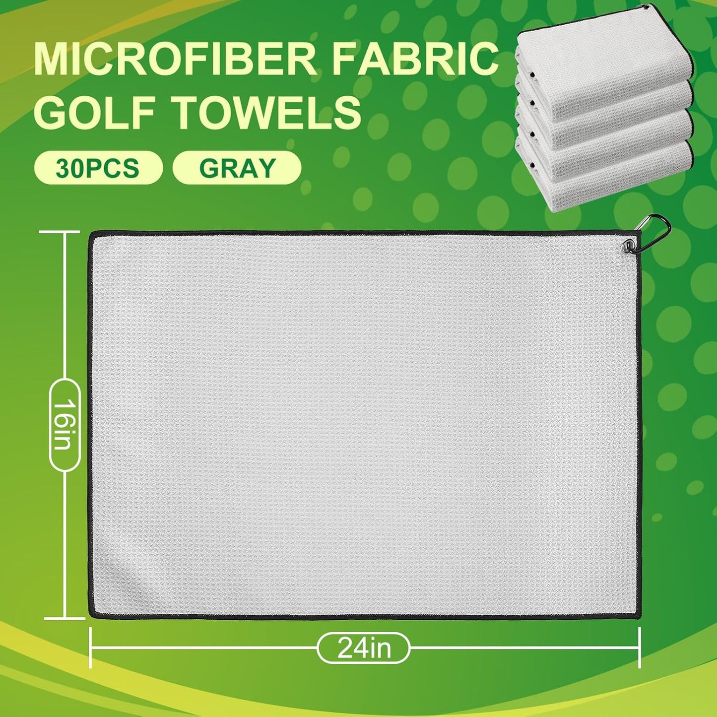 Batiyeer Golf Towels Bulk for Bags 16'' x 24'' Microfiber Waffle Pattern Golf Towels Trifold with Clip for Hiking,Tournament, Yoga