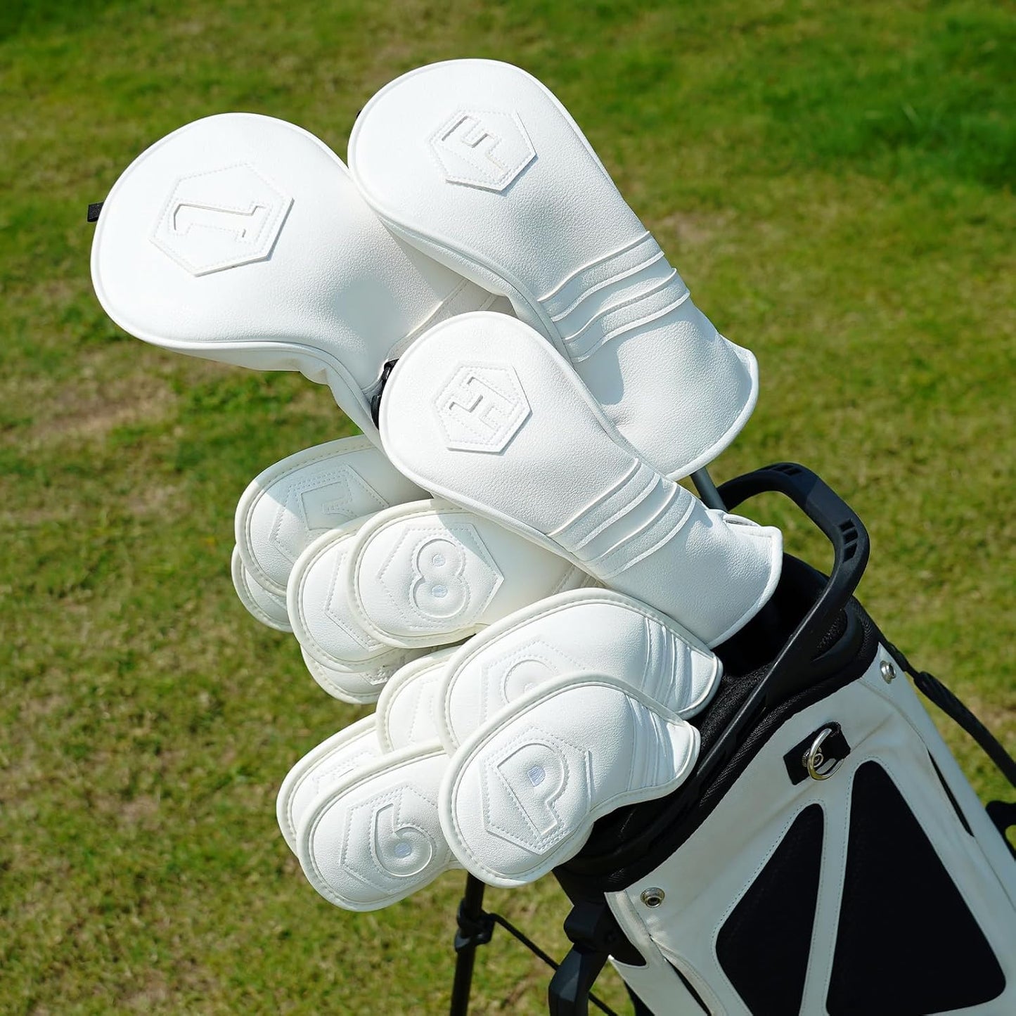 Magnetic Golf Iron Covers Set 10 Pcs Golf Iron Headcovers PU Leather Easy Off/On Protective Cover