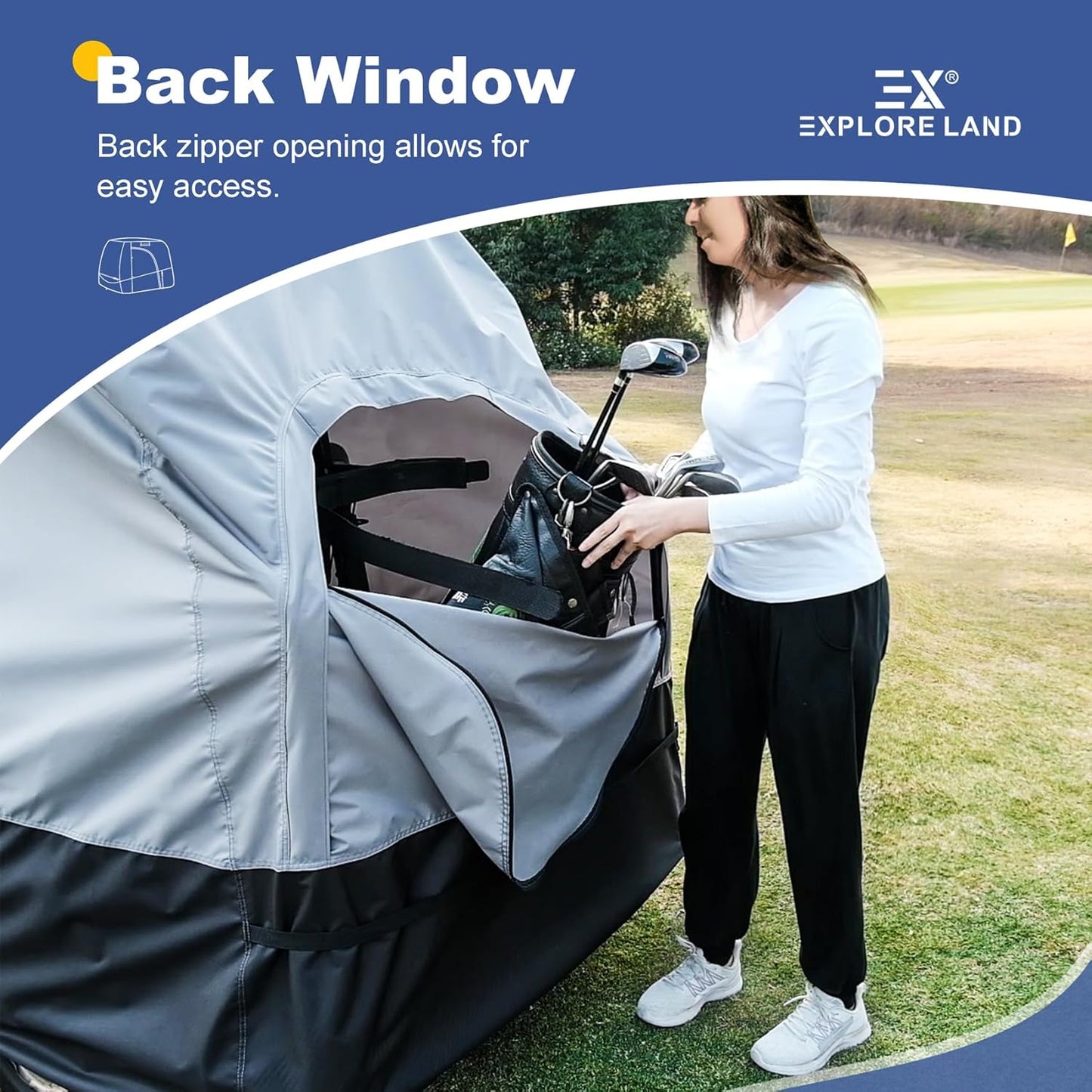 Explore Land Waterproof Golf Cart Cover Universal Fits for Most Brand 2/4/6 Passenger Car
