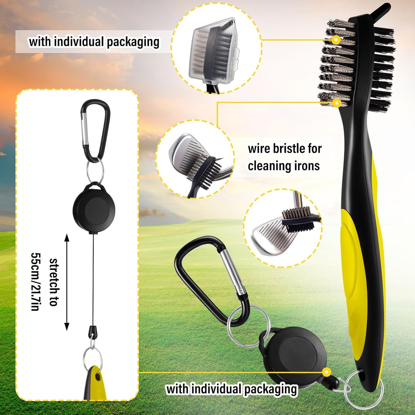 Liliful 12 Pcs Golf Accessories Kit, Include Golf Ball Bag with Hook Towel Tees Magnetic Ball Marker Divot Tool Cleaner Brush for Women Man Gifts