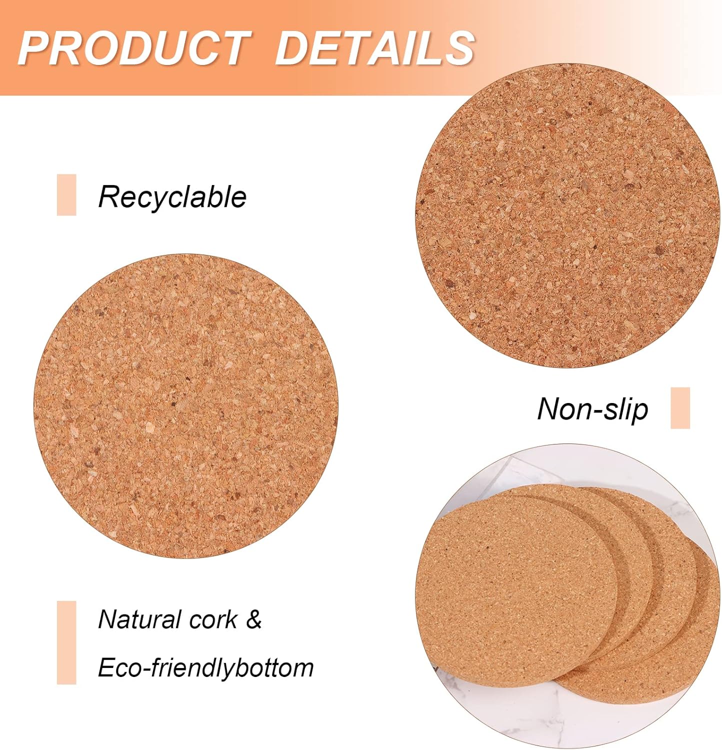 80 PCS Cork Coaster Bulk for Drink Absorbent 4 Inches Tea or Coffee Coaster Set Round Heat Resistant Bar Cup Mat Reusable Table Blank Gift for DIY Craft Holiday Wedding Birthday Party Supply